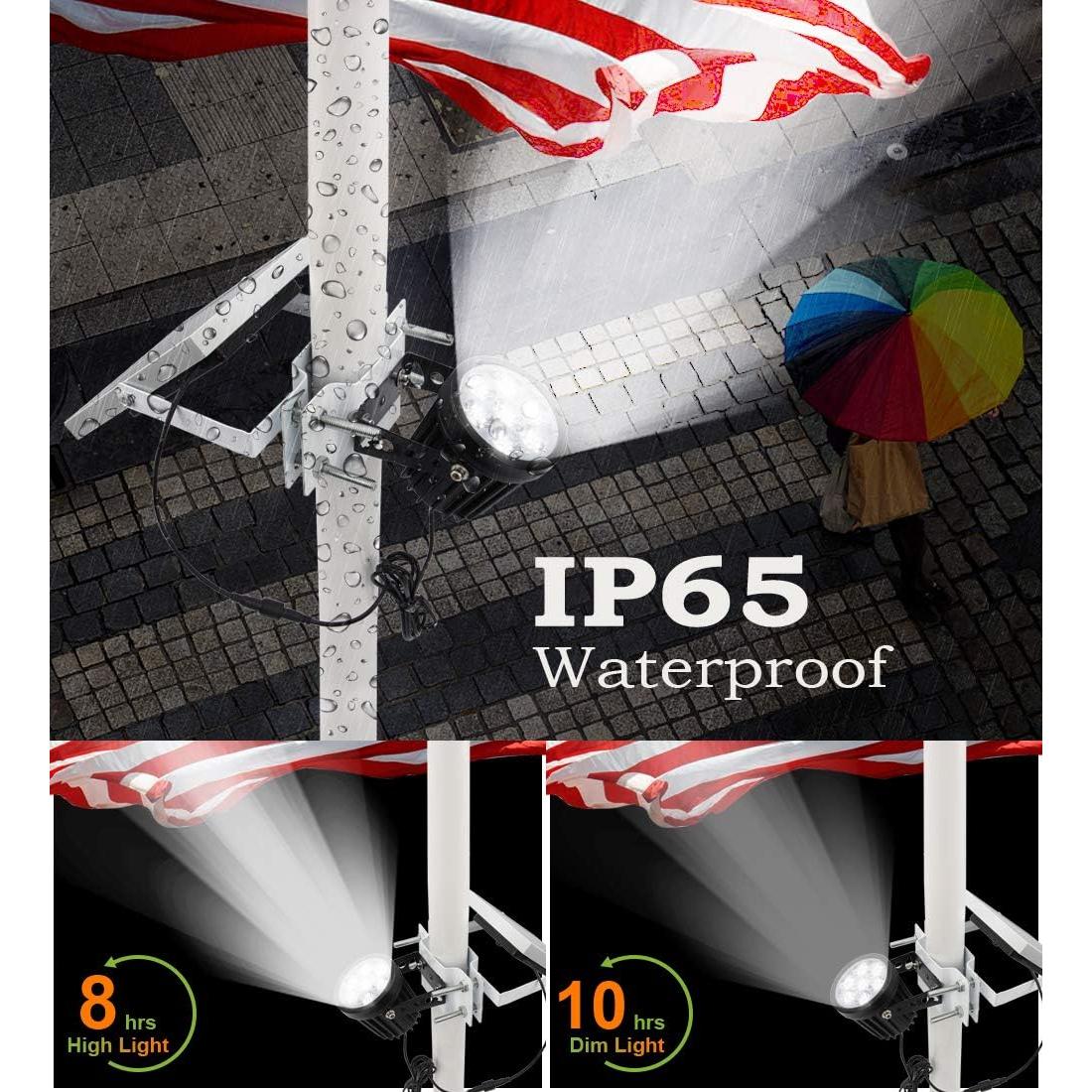 Luz Solar para Poste de Bandera APONUO 500 Lúmenes IP65