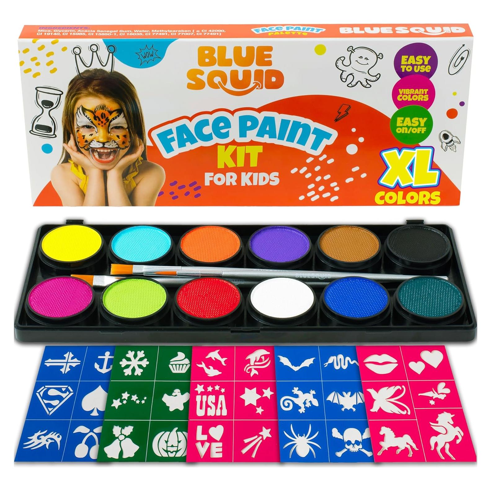 Kit de Pintura Facial Blue Squid para Niños - 12 Colores