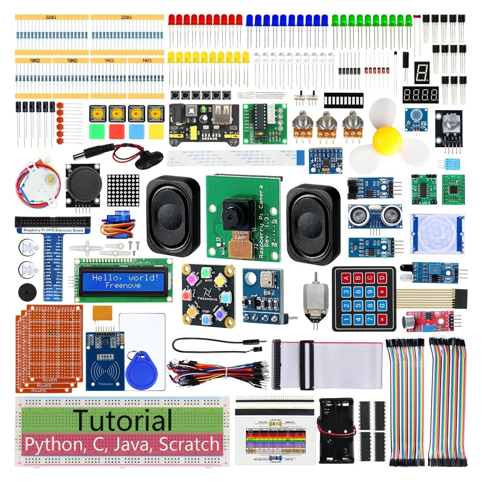 Kit Completo Freenove para Raspberry Pi 5 y 4B, 386 Artículos