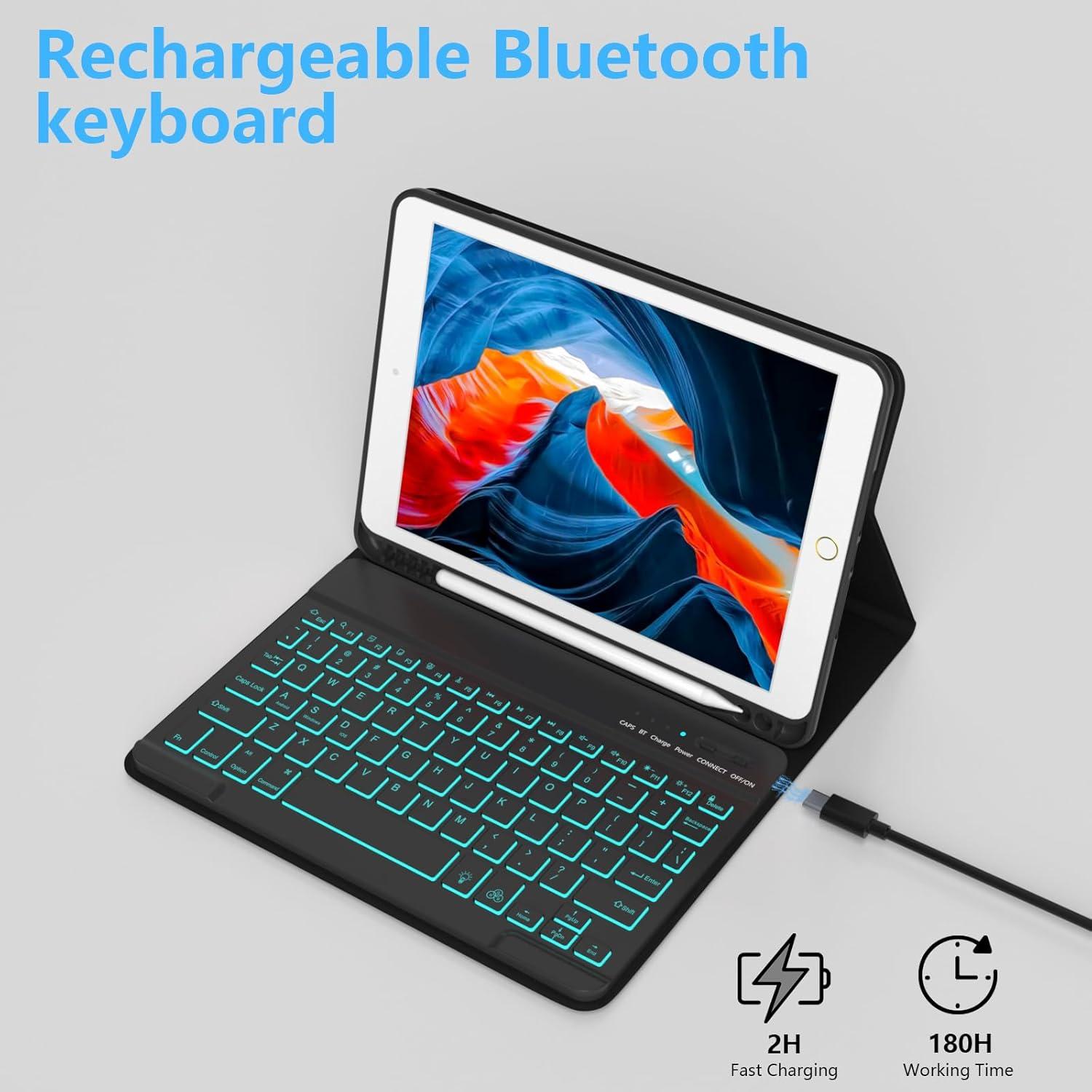 Funda de Teclado Retroiluminado FUWANG para iPad 10.2" 9na Gen