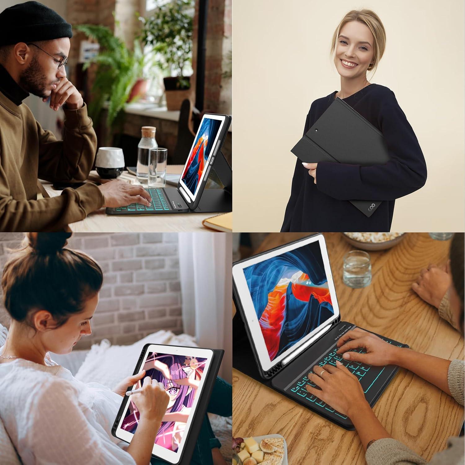 Funda de Teclado Retroiluminado FUWANG para iPad 10.2" 9na Gen