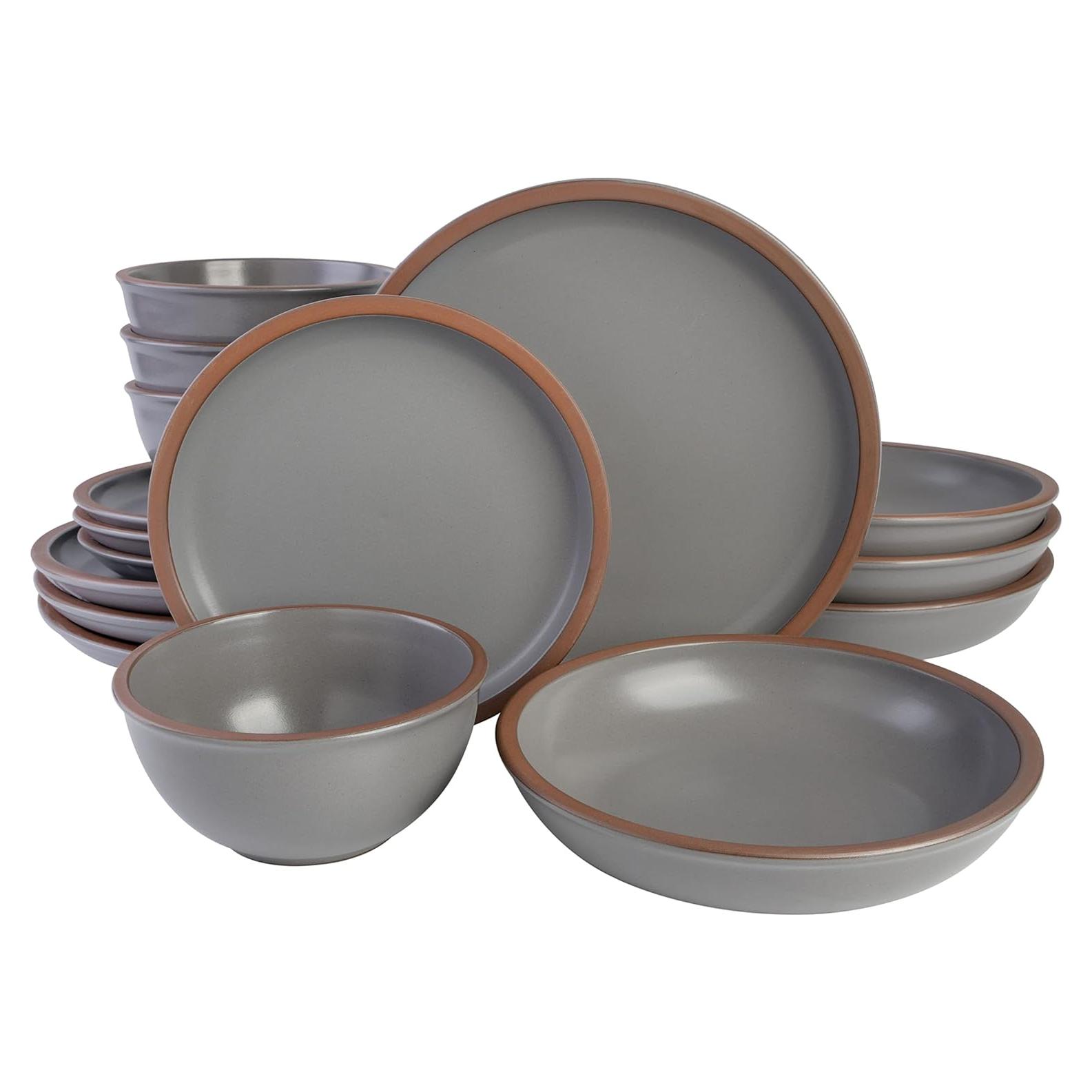 Juego de Vajilla Gibson Elite Lagos 16 Piezas Gris