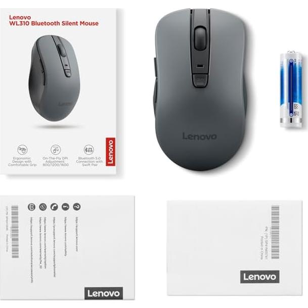 Lenovo WL310 Ratón Silencioso Bluetooth Ergonómico Gris