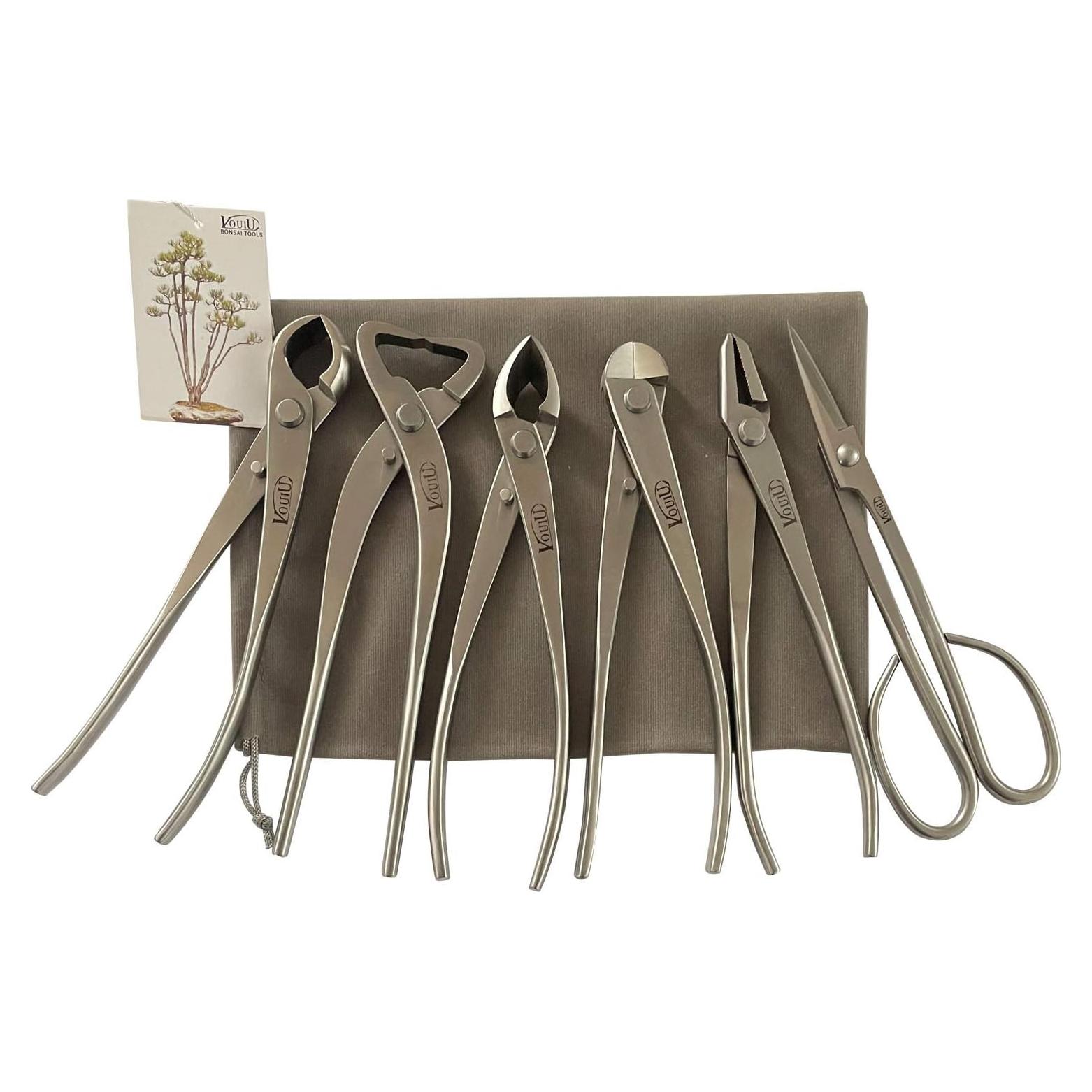 Juego de herramientas de bonsái Vouiu 6 piezas acero inoxidable
