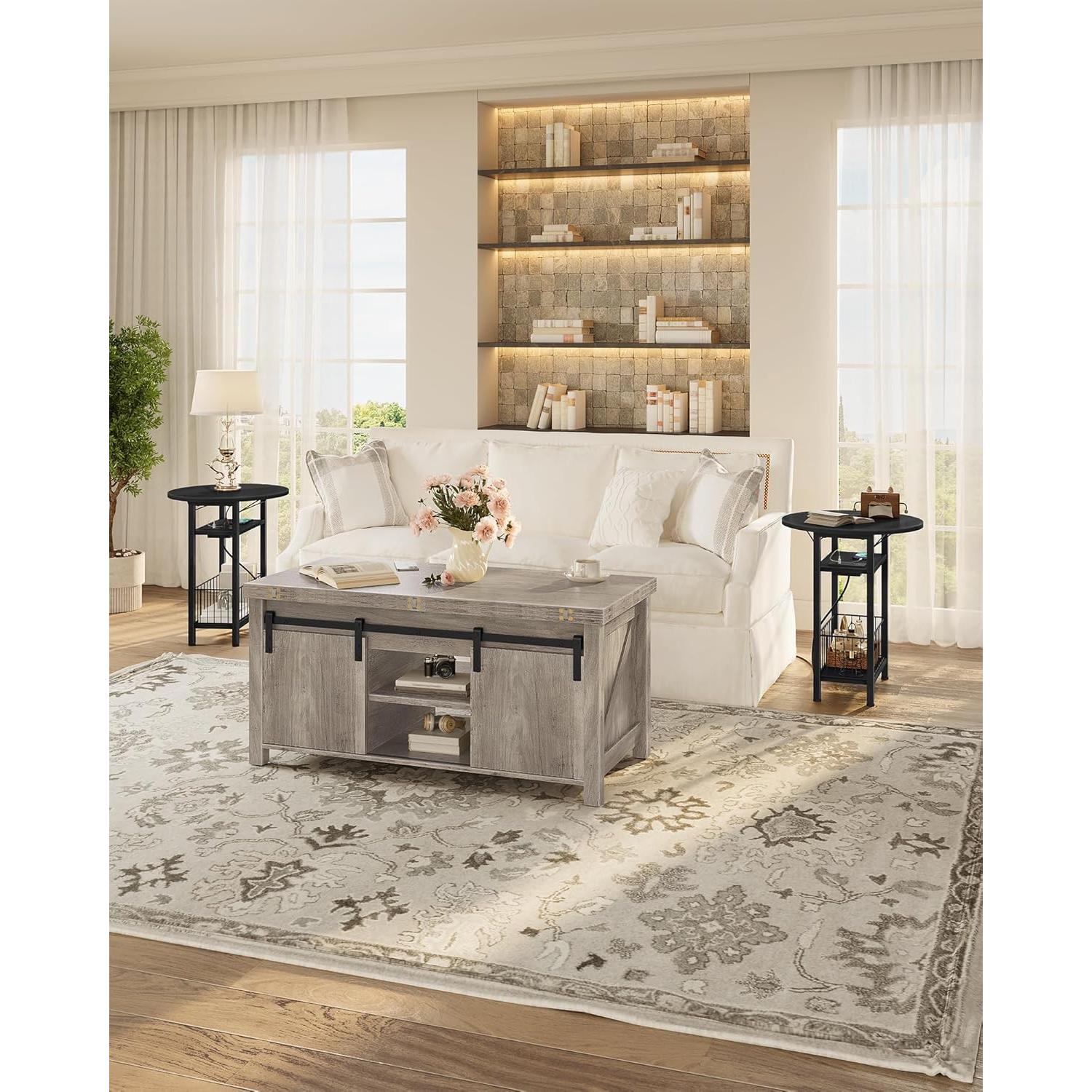 Mesa Lateral Plegable CHOEZON Slim con Carga USB, Negra