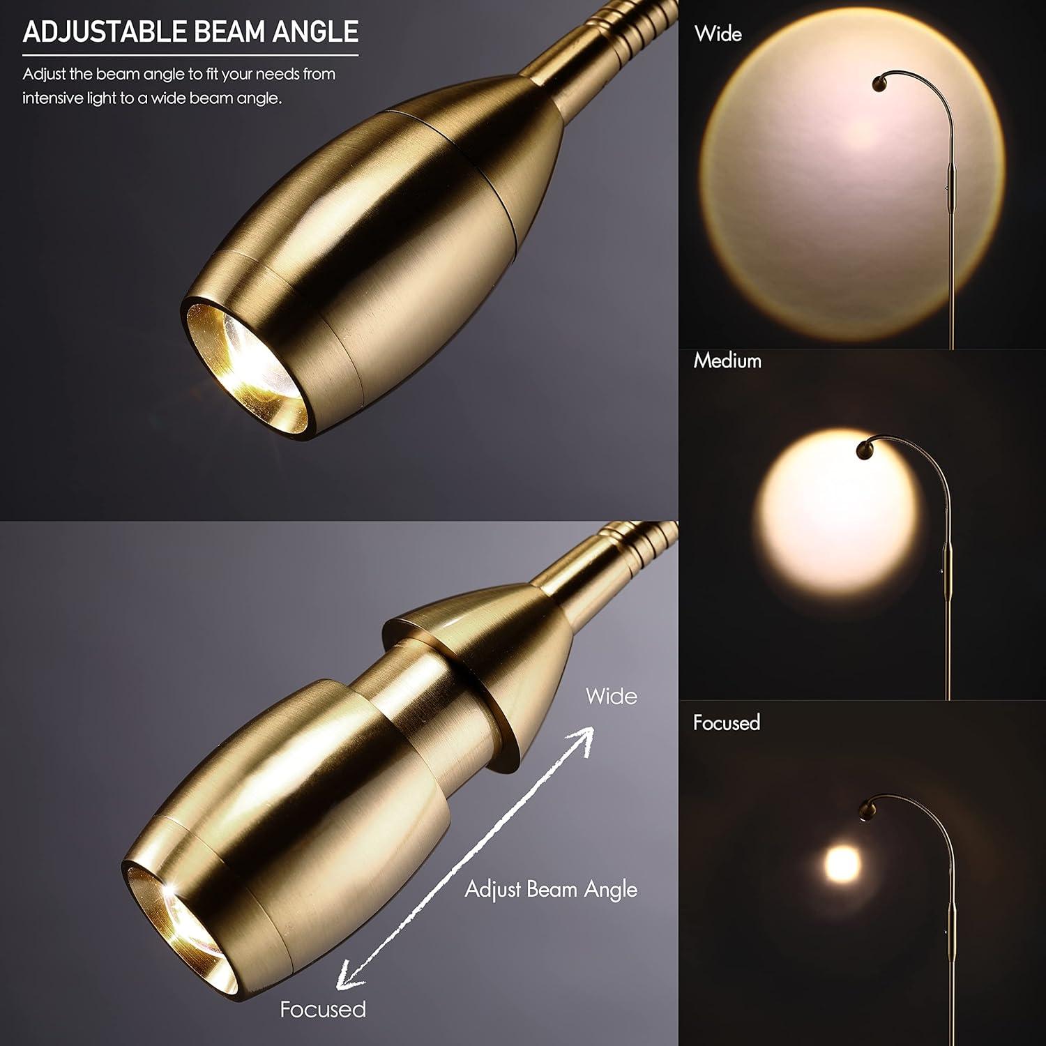 Lámpara de Pie LED O'Bright Ray Ajustable 132cm Latón Antiguo