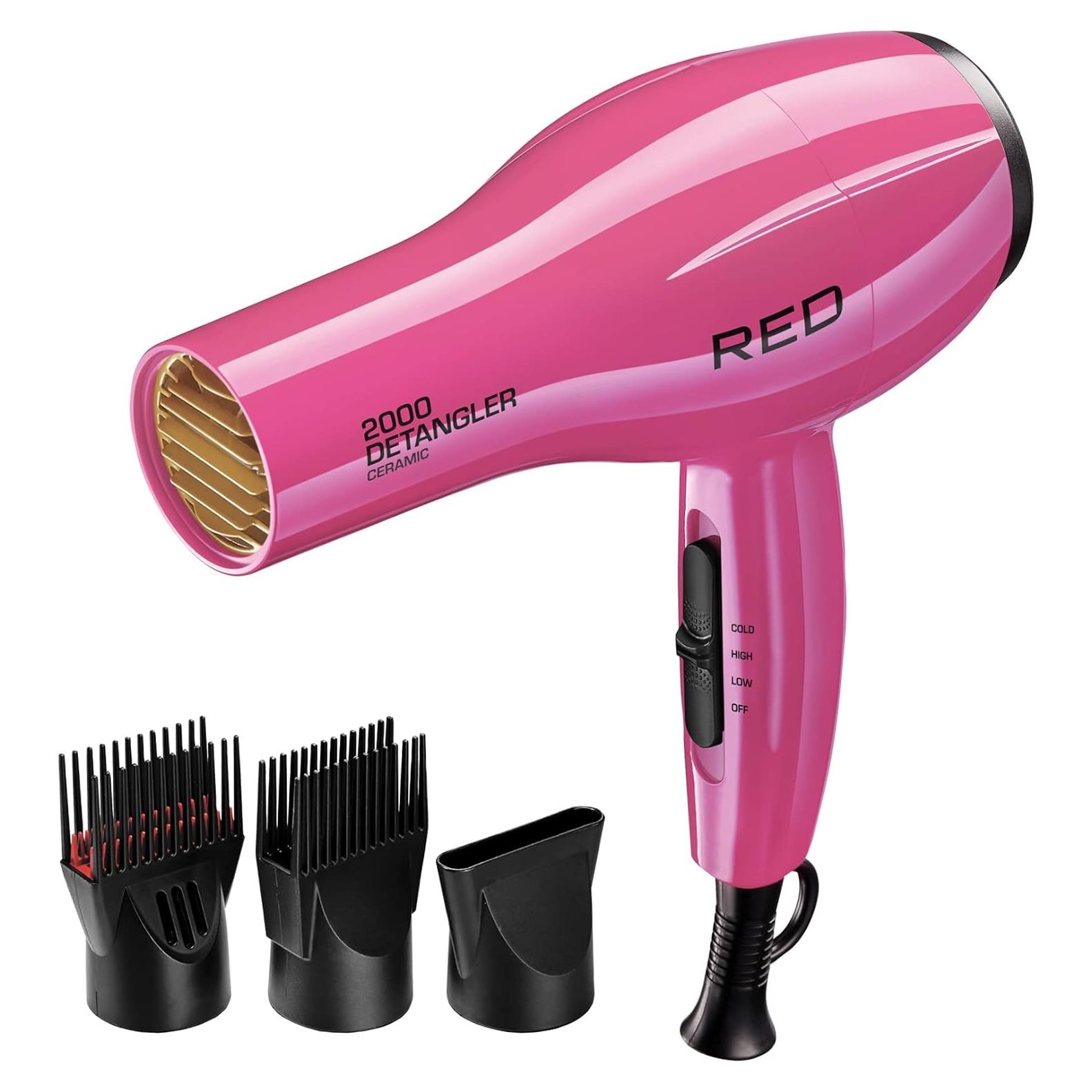 Secador de Pelo Cerámico RED by KISS 2000 Rosa, 3 Temperaturas