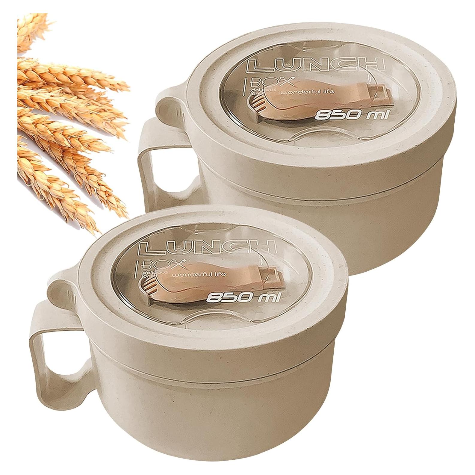 2Pack Tazas de Sopa MUUBOOX 850ml con Tapa Apto Microondas