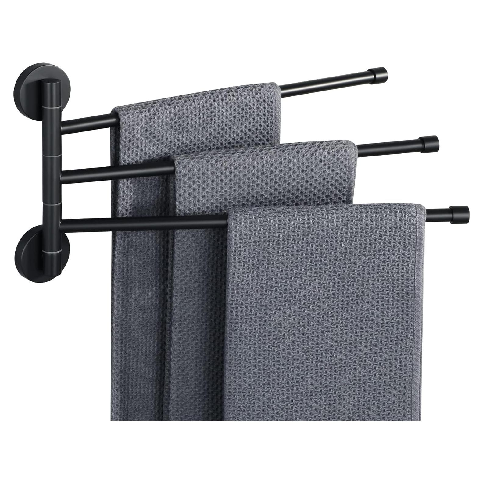 Soporte Giratorio para Toallas Alise 3 Brazos Acero Inoxidable Negro Mate