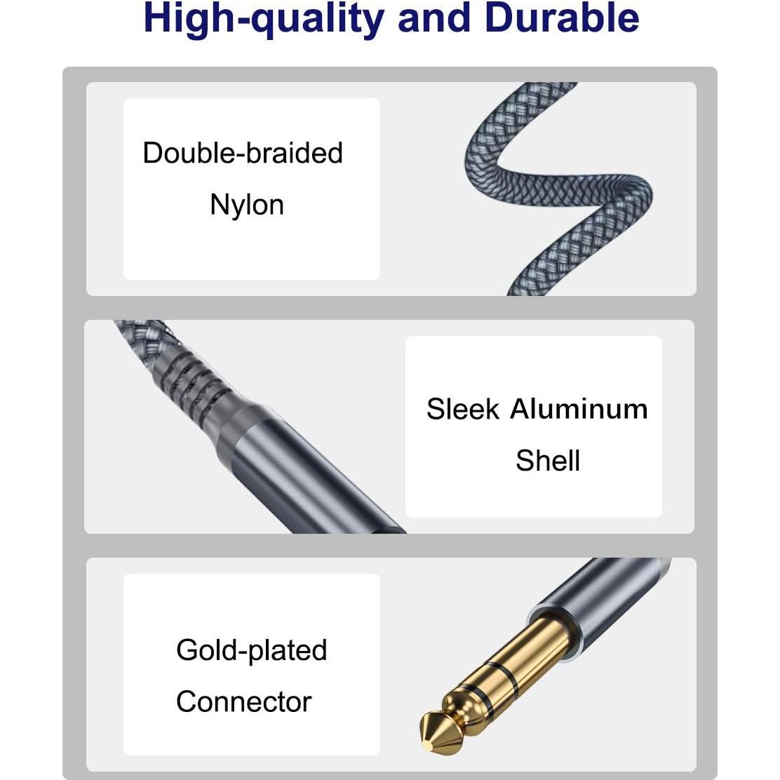 Cable de guitarra TRS Elebase 3.05m 2Pack Gris con conector 6.35mm