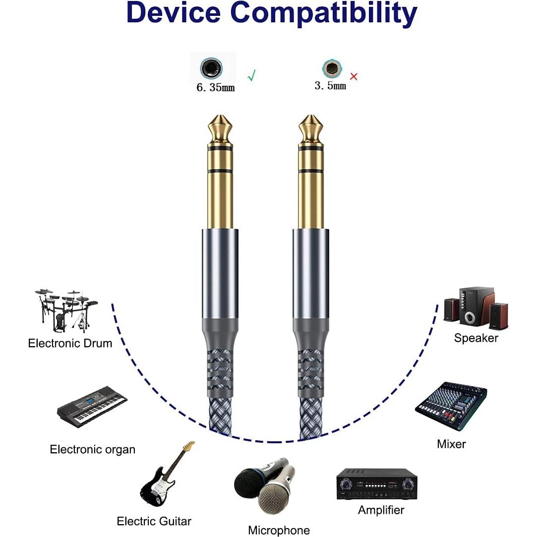 Cable de guitarra TRS Elebase 3.05m 2Pack Gris con conector 6.35mm