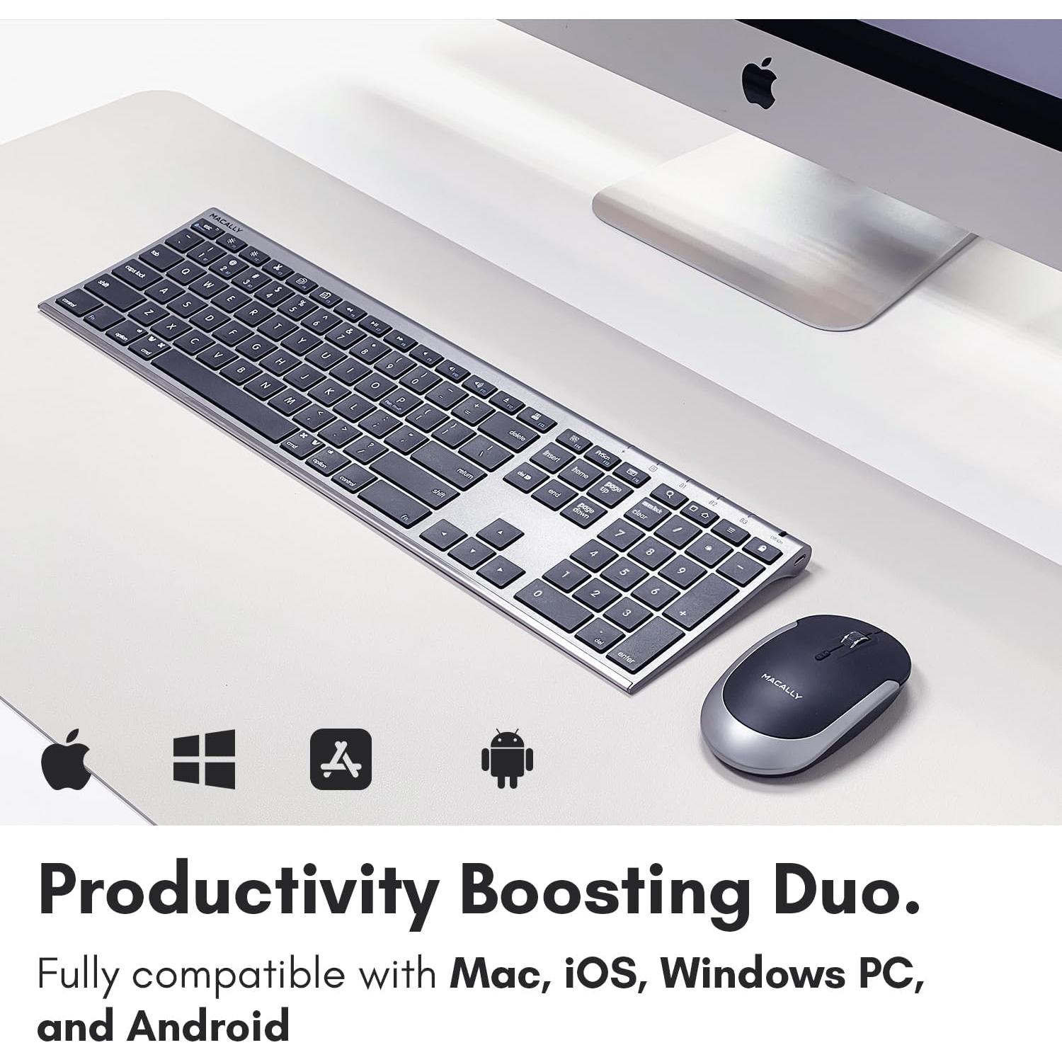 Combo Teclado y Ratón Bluetooth Macally Gris Espacial