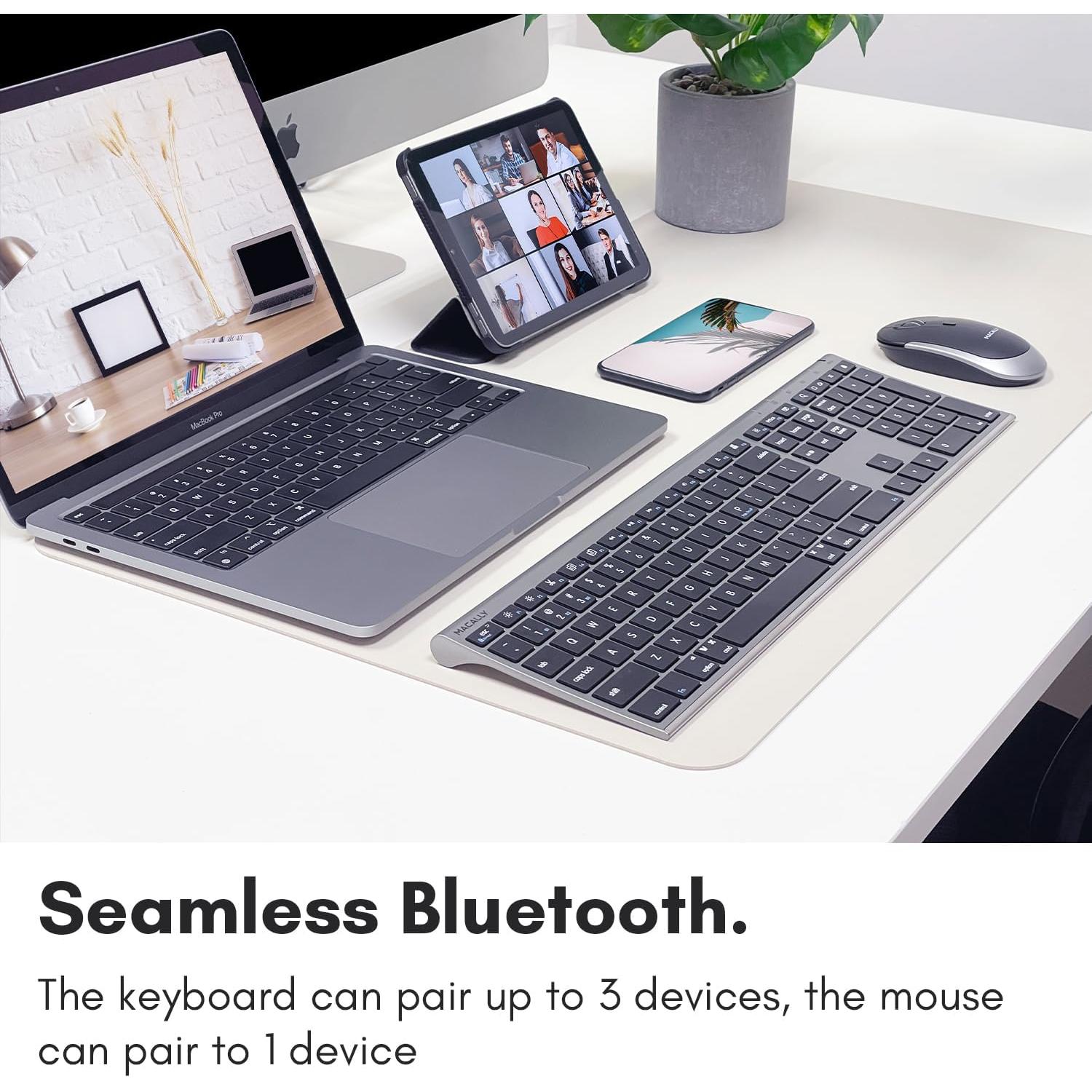 Combo Teclado y Ratón Bluetooth Macally Gris Espacial