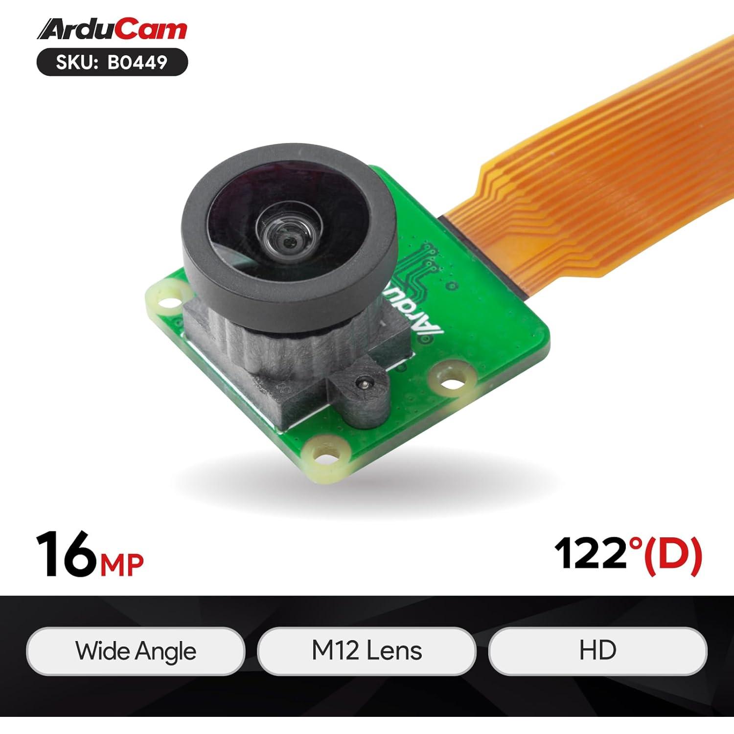Cámara Arducam 16MP IMX519 Gran Angular M12 para Raspberry Pi