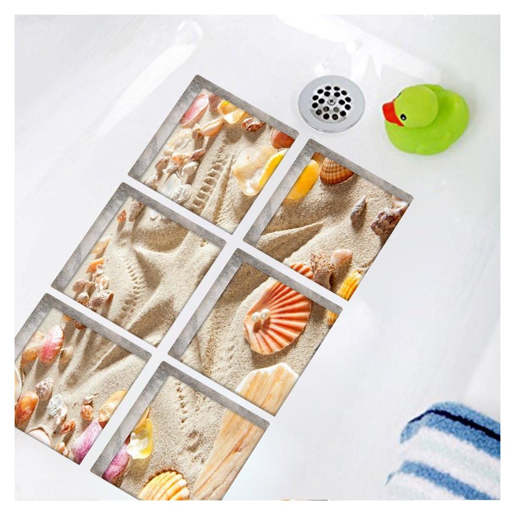 Calcomanías Antideslizantes ChezMax 3D Playa 15x15 cm 6 Pcs
