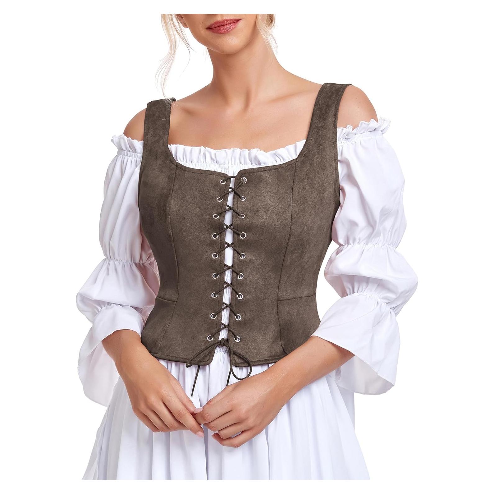 Disfraz de Renacimiento Mujer Chaleco Corsé Steampunk Café