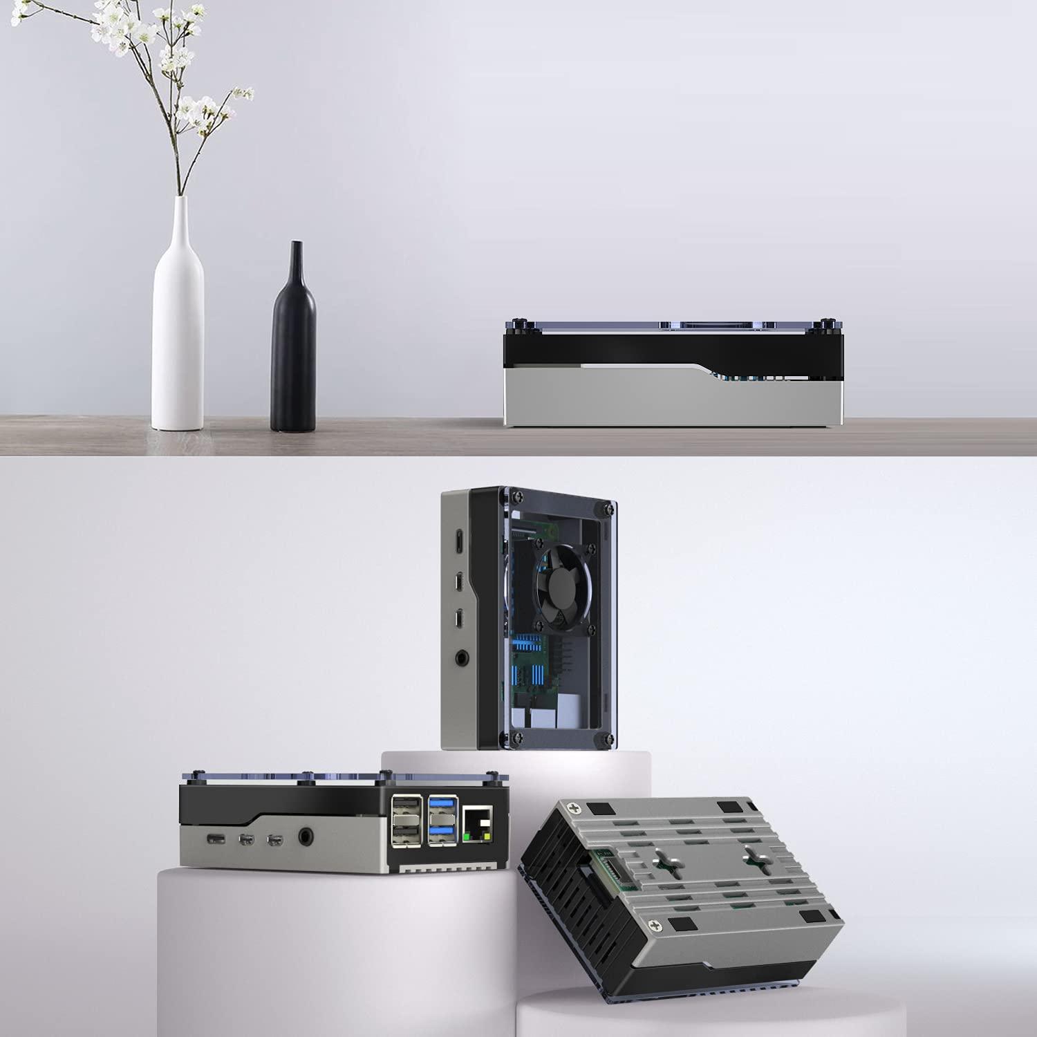 Funda Miuzei para Raspberry Pi 4B con Ventilador y Fuente 5V