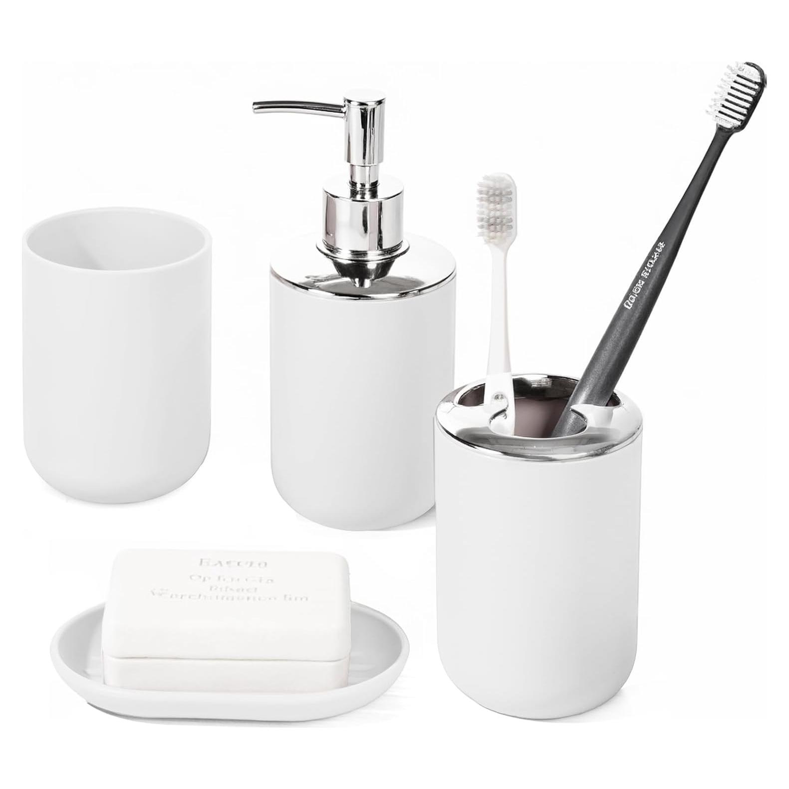 Juego de Accesorios de Baño RRM 4 Piezas Blanco Compacto