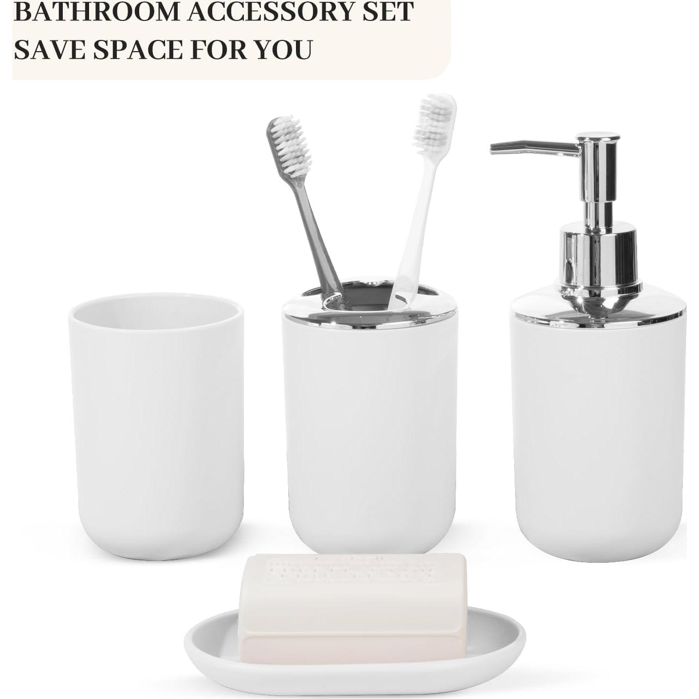 Juego de Accesorios de Baño RRM 4 Piezas Blanco Compacto