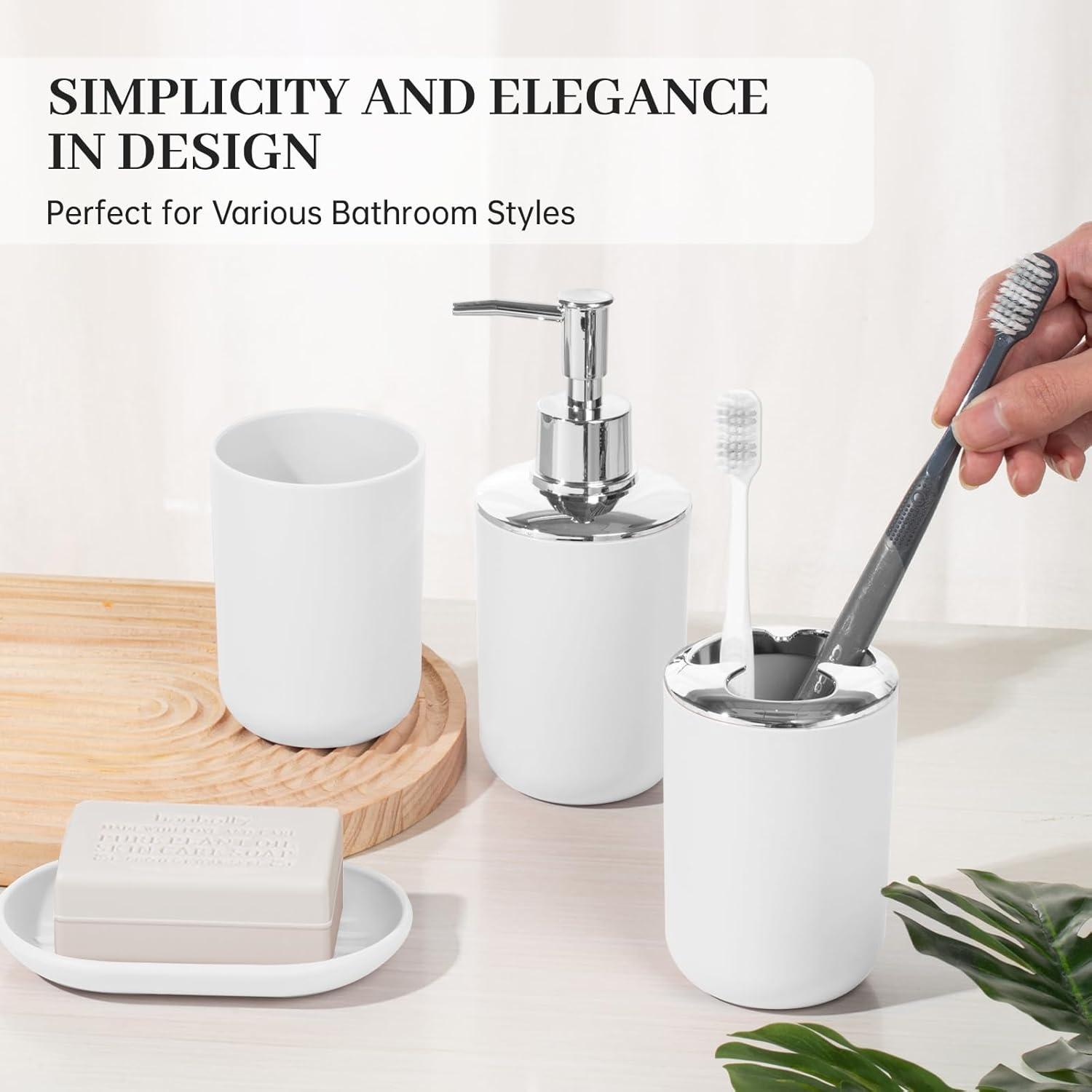 Juego de Accesorios de Baño RRM 4 Piezas Blanco Compacto