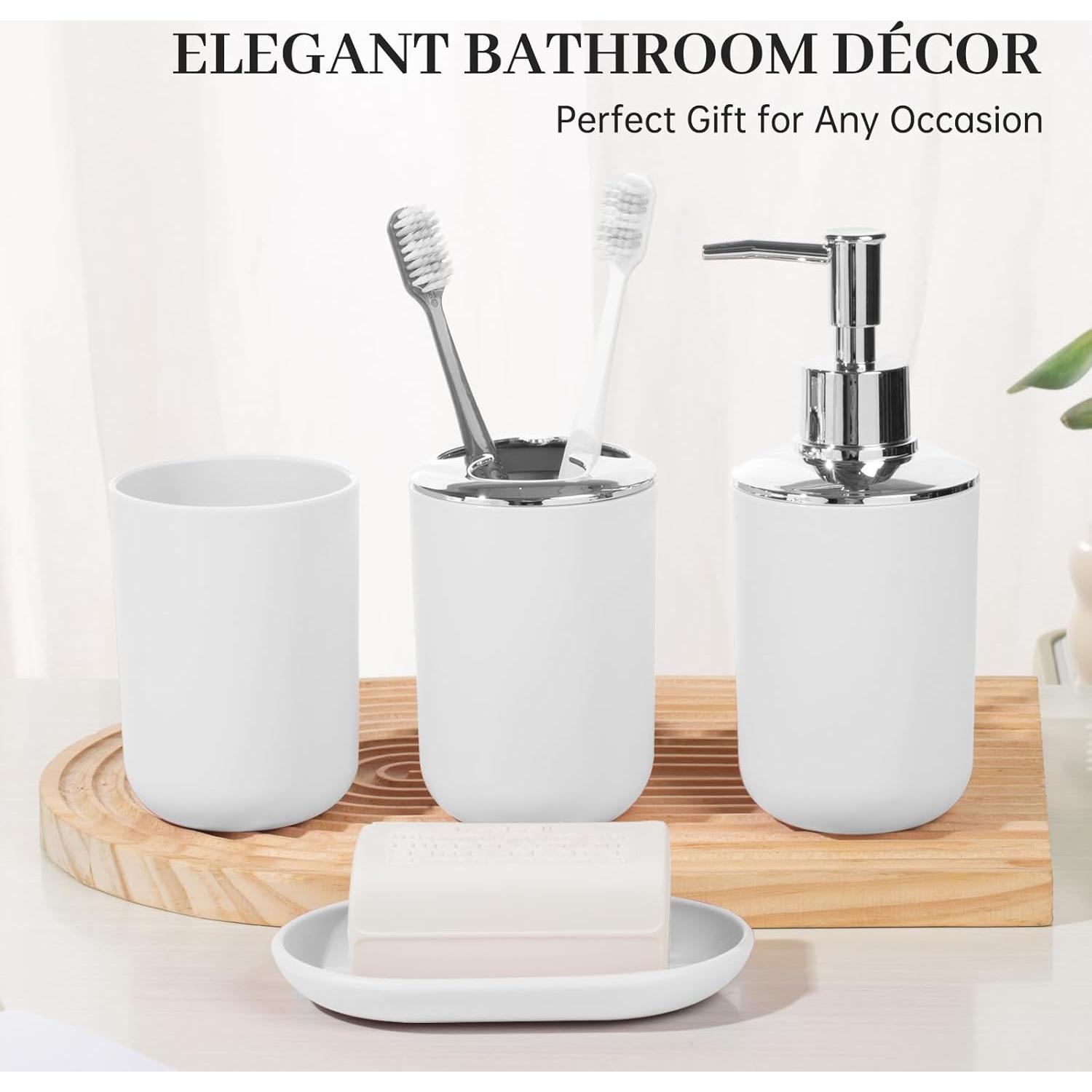 Juego de Accesorios de Baño RRM 4 Piezas Blanco Compacto