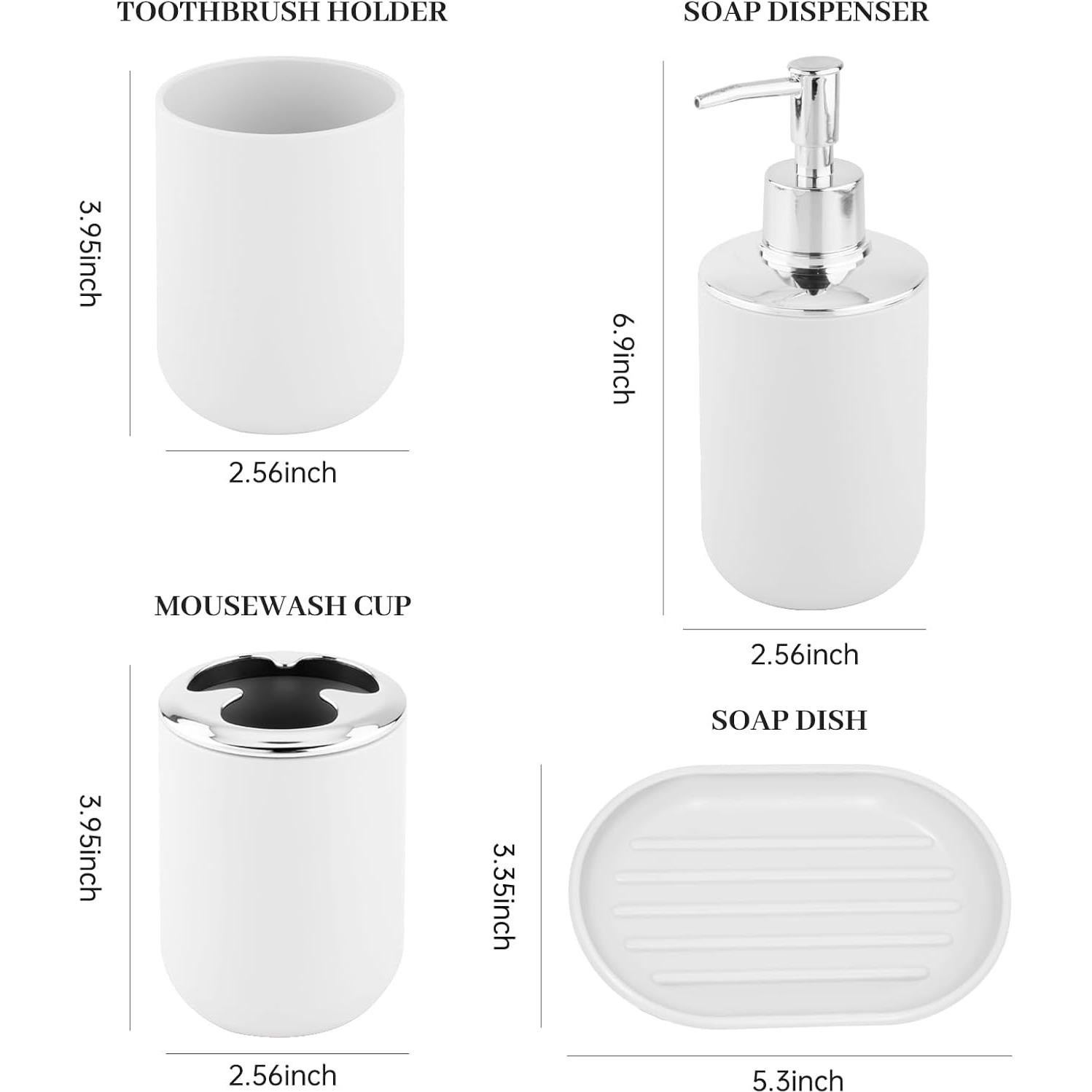 Juego de Accesorios de Baño RRM 4 Piezas Blanco Compacto