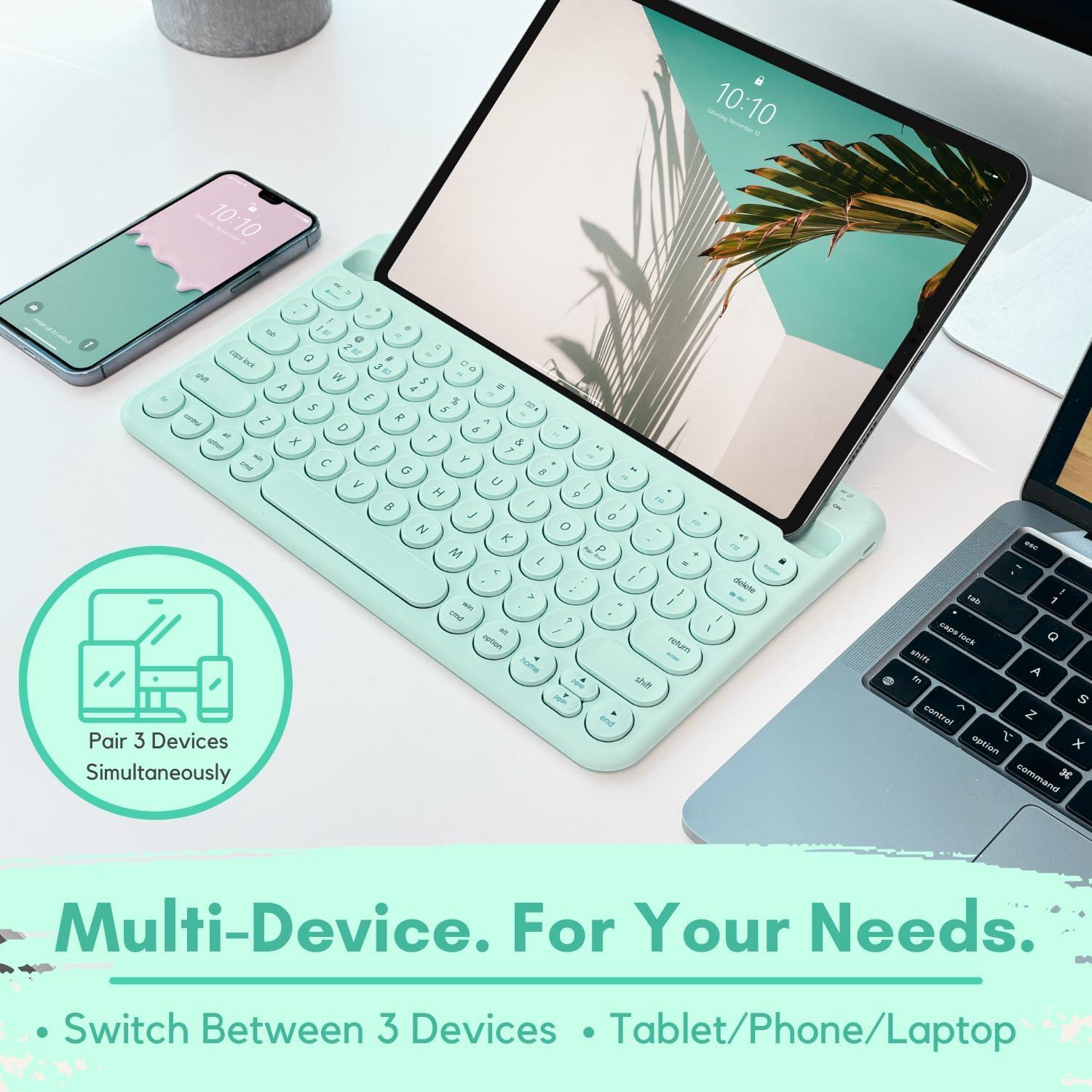 Teclado Bluetooth Macally para iPad y iPhone - Verde Menta