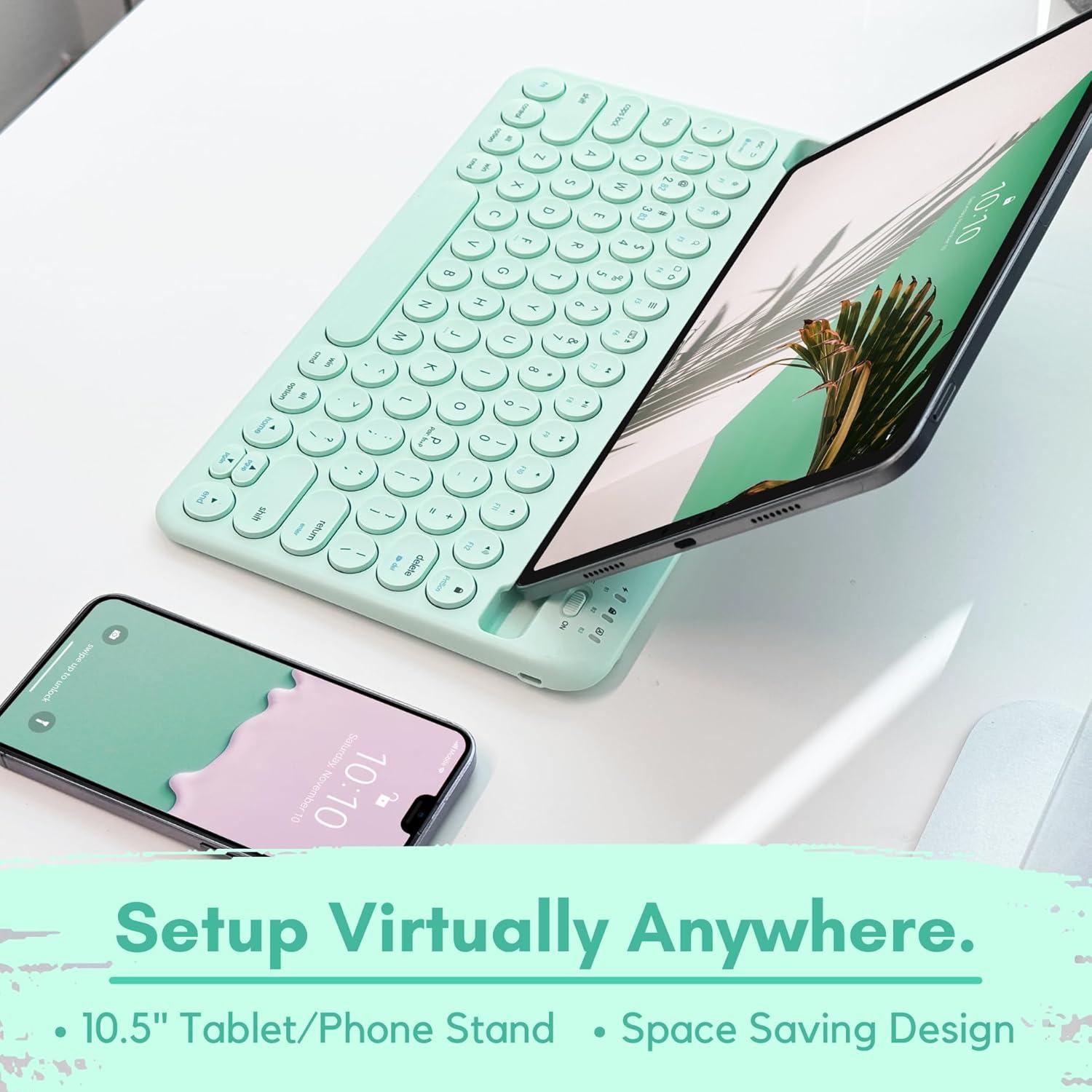 Teclado Bluetooth Macally para iPad y iPhone - Verde Menta