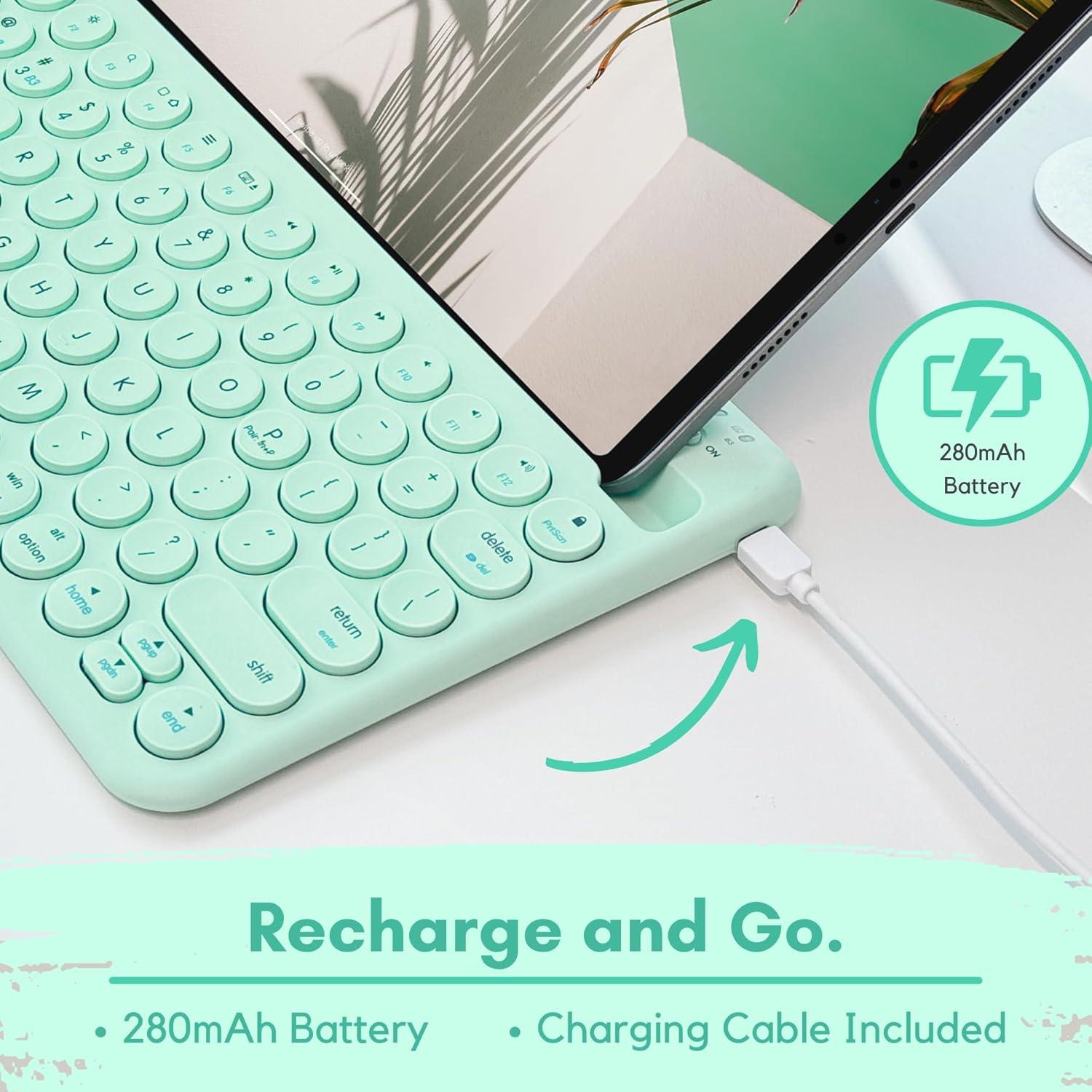 Teclado Bluetooth Macally para iPad y iPhone - Verde Menta