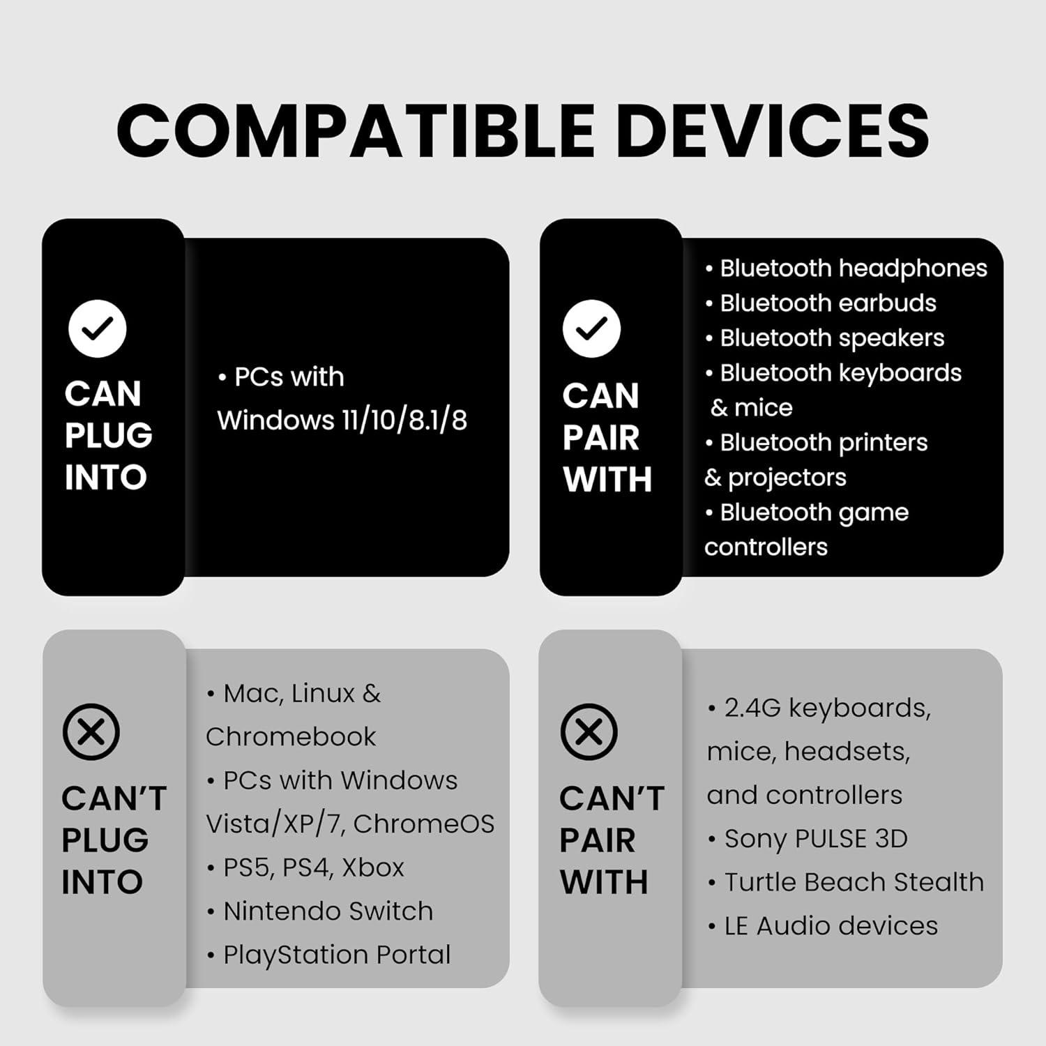 Adaptador Bluetooth USB Avantree DG45 5.0 para PC y Laptop