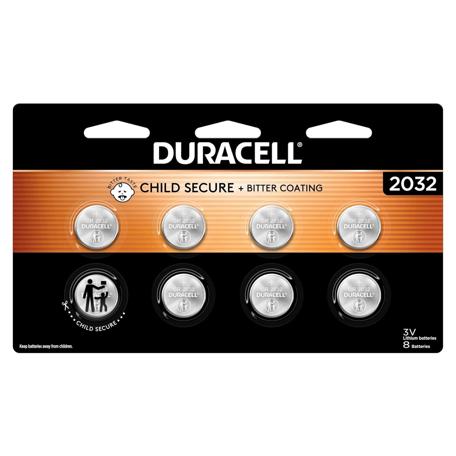 Batería de Litio Duracell CR2032 x8 con Seguridad Infantil