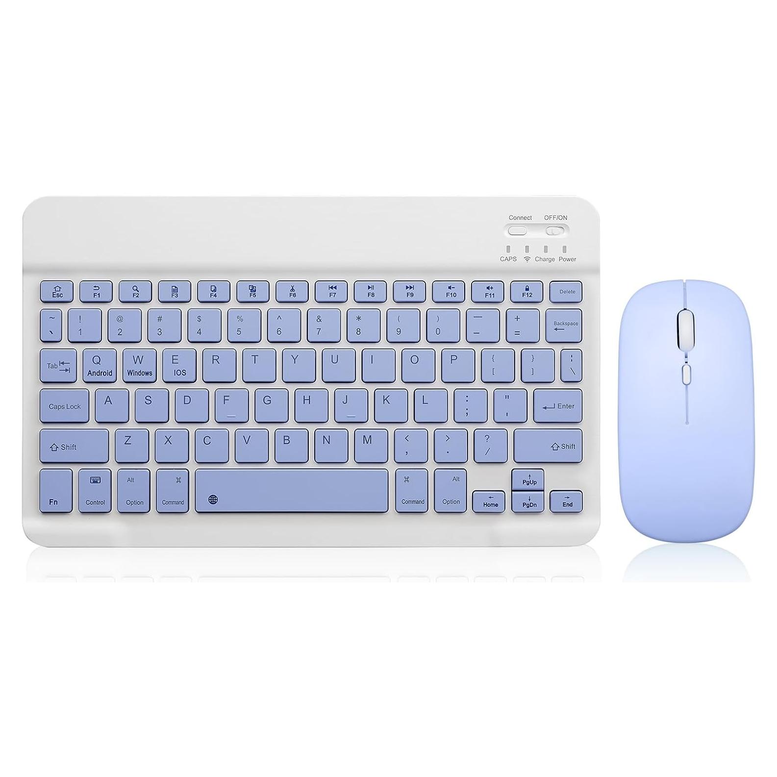 Combo Teclado y Ratón Bluetooth Recargable Púrpura