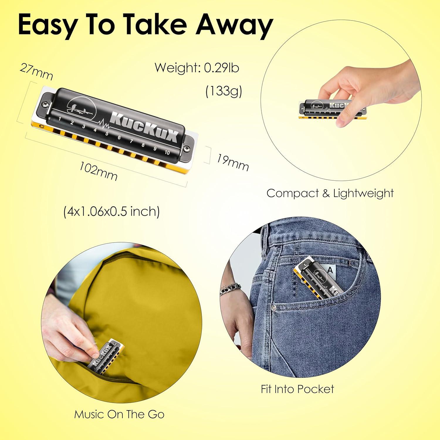 Harmónica Diatónica D - 10 Agujeros, Bronce Fosforado, ABS