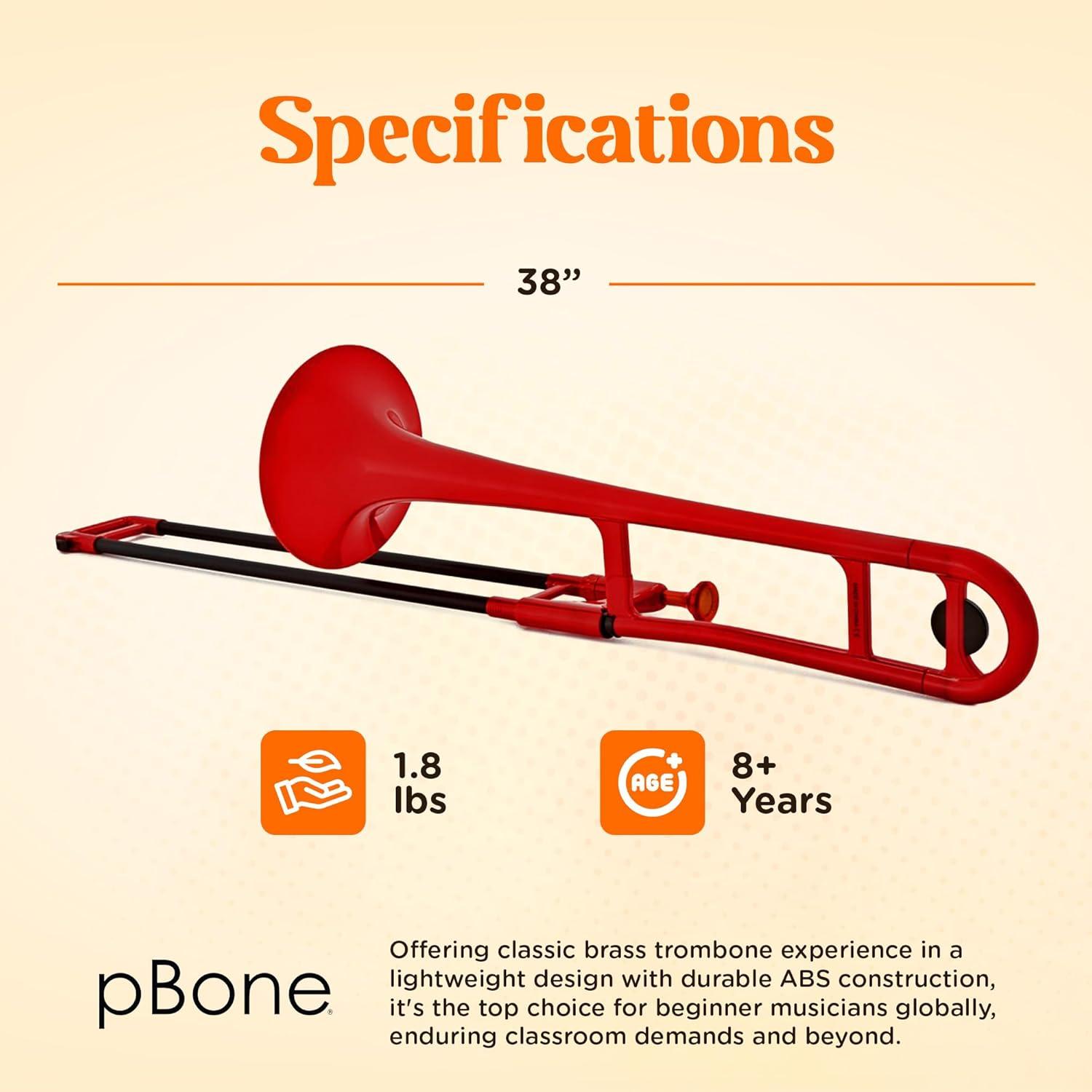 Trombón pBone Rojo - Sonido auténtico en Si bemol - Ligero