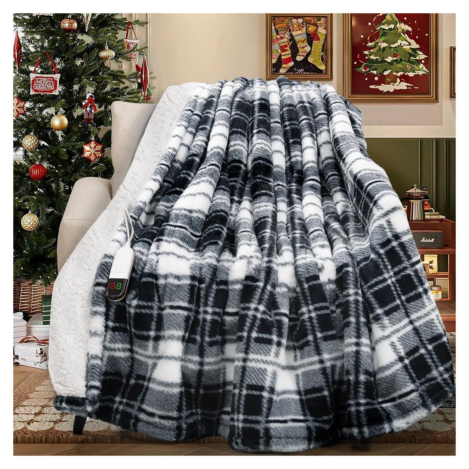 Manta Eléctrica MAXEVE 50x60 cm Piel de Conejo Sintética Negra