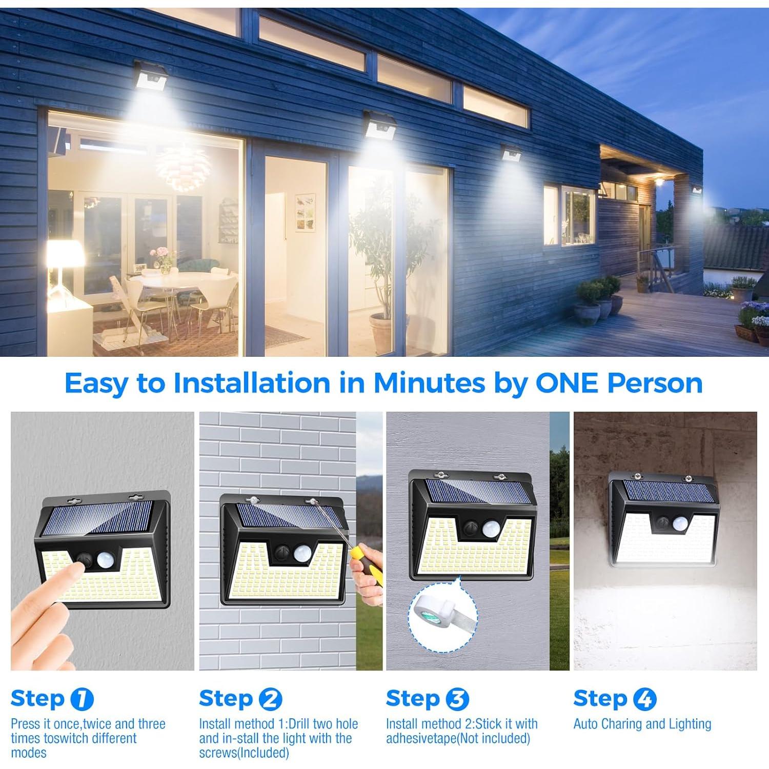 Luces Solares Peasur 12 Paquetes 140 LEDs Impermeables