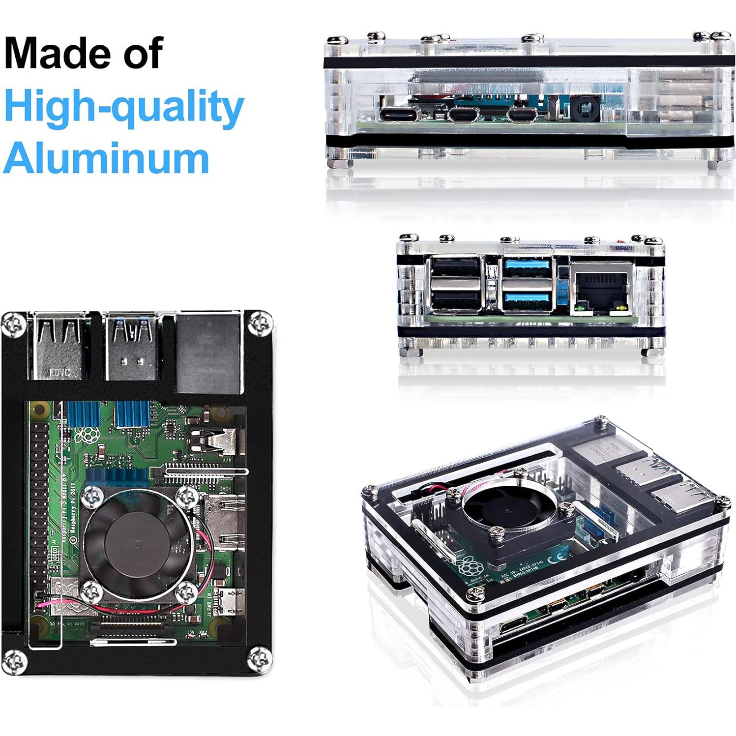 Caja Raspberry Pi 4 Miuzei con Ventilador y Fuente 5V 3A