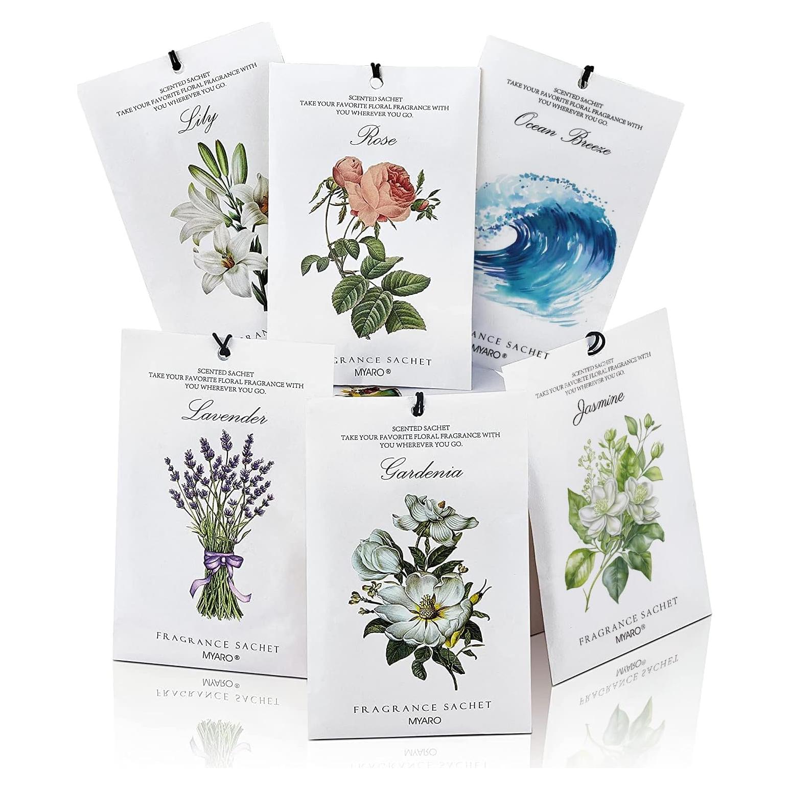 MYARO 12 Bolsitas Aromáticas Florales - 6 Aromas Duraderos