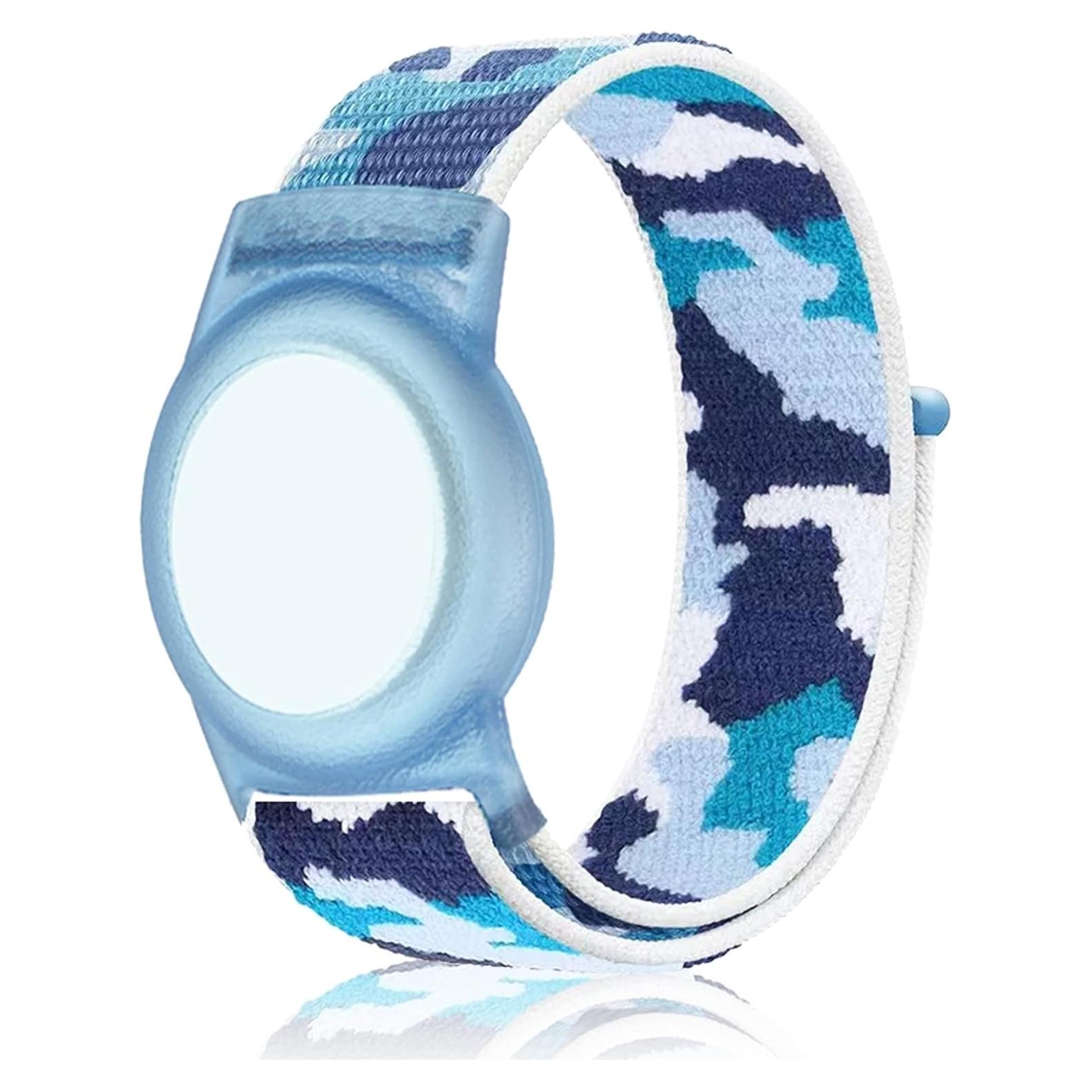 Pulsera Ajustable Nylon Camo para AirTag Qonuiy - Azul