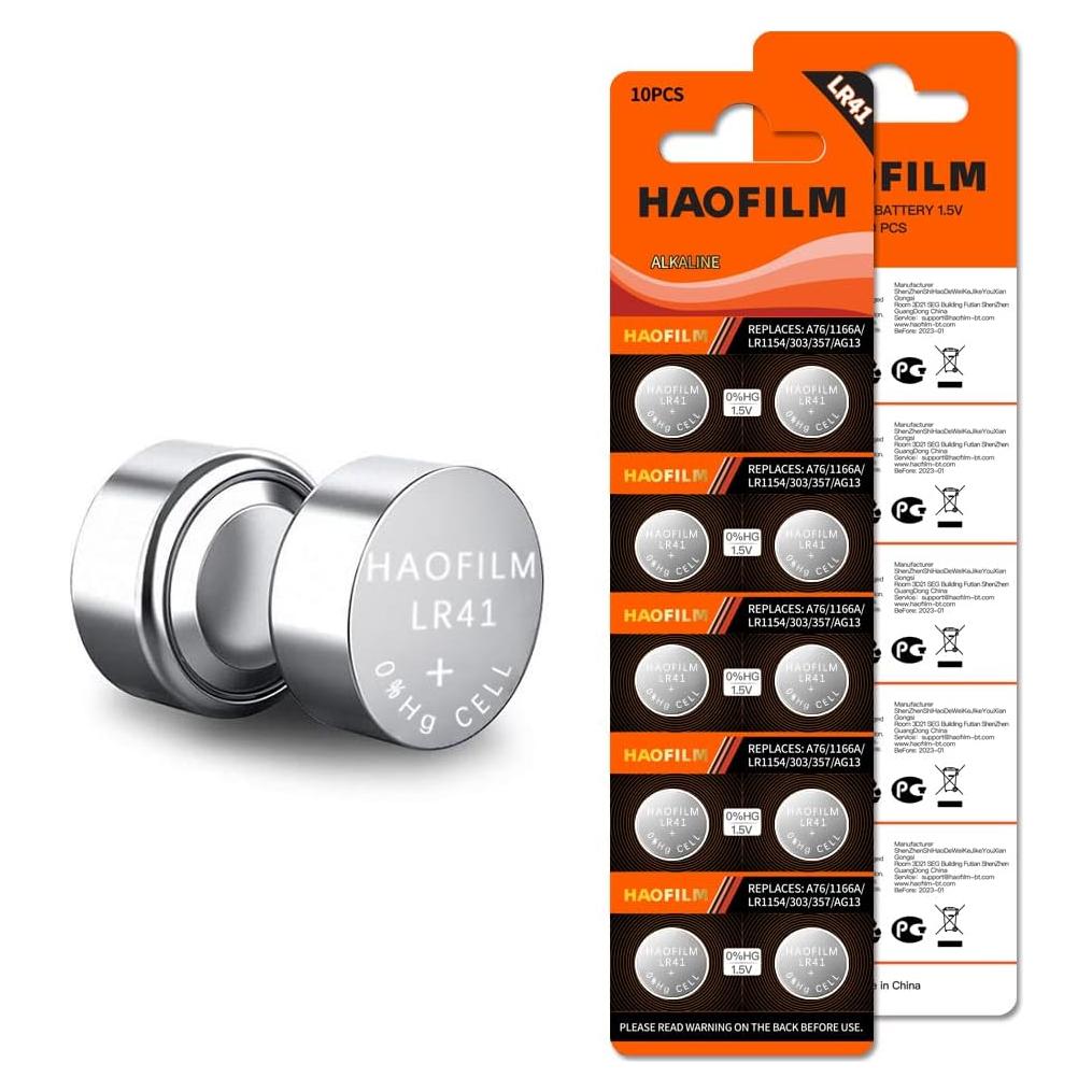 Batería Alcalina HAOFILM LR41 1.5V Paquete de 10