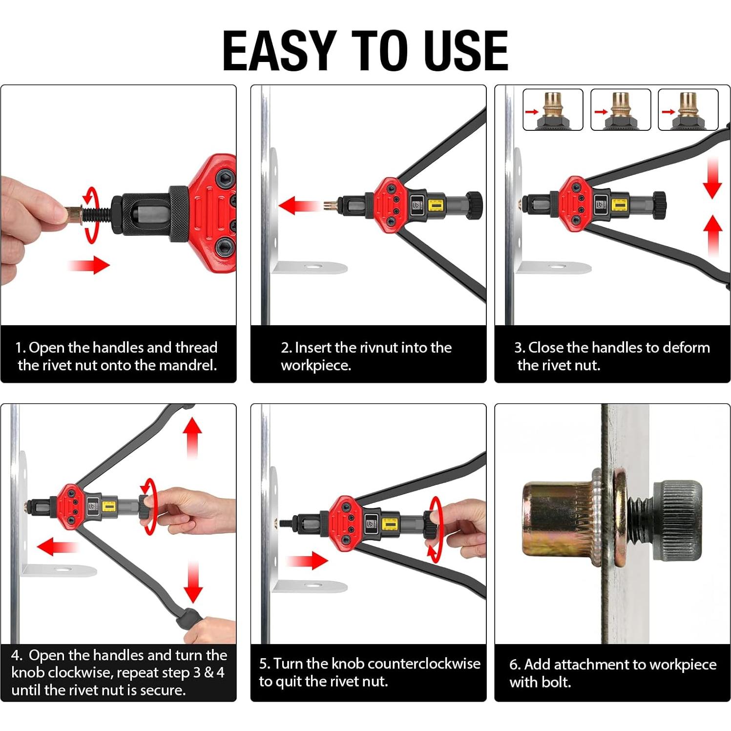 Herramienta de Tuerca Remachada GIANTISAN 40,64 cm 176 Piezas