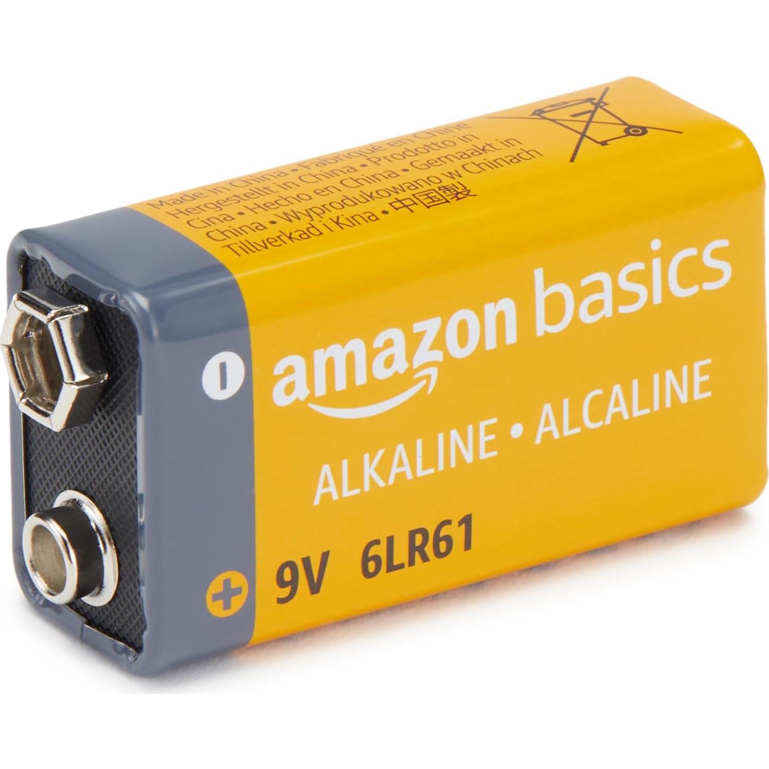Baterías Alcalinas 9V Amazon Basics Paquete de 4 Unidades