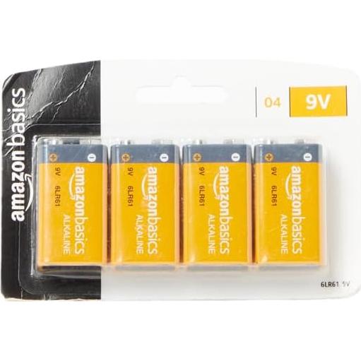 Baterías Alcalinas 9V Amazon Basics Paquete de 4 Unidades