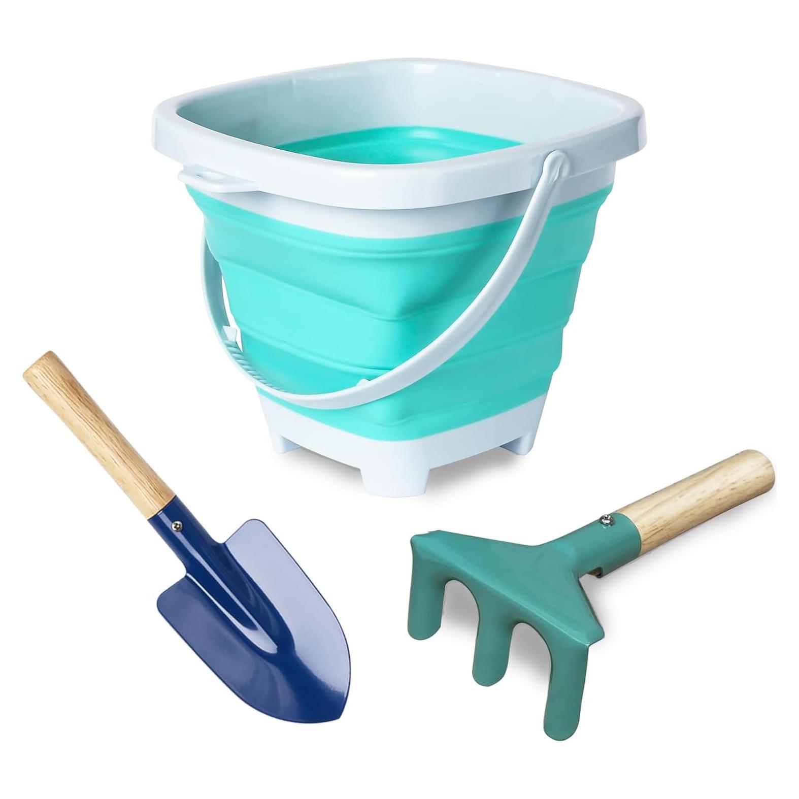 Juego de 3 Cubos Plegables OKGD para Niños con Pala y Rastrillo