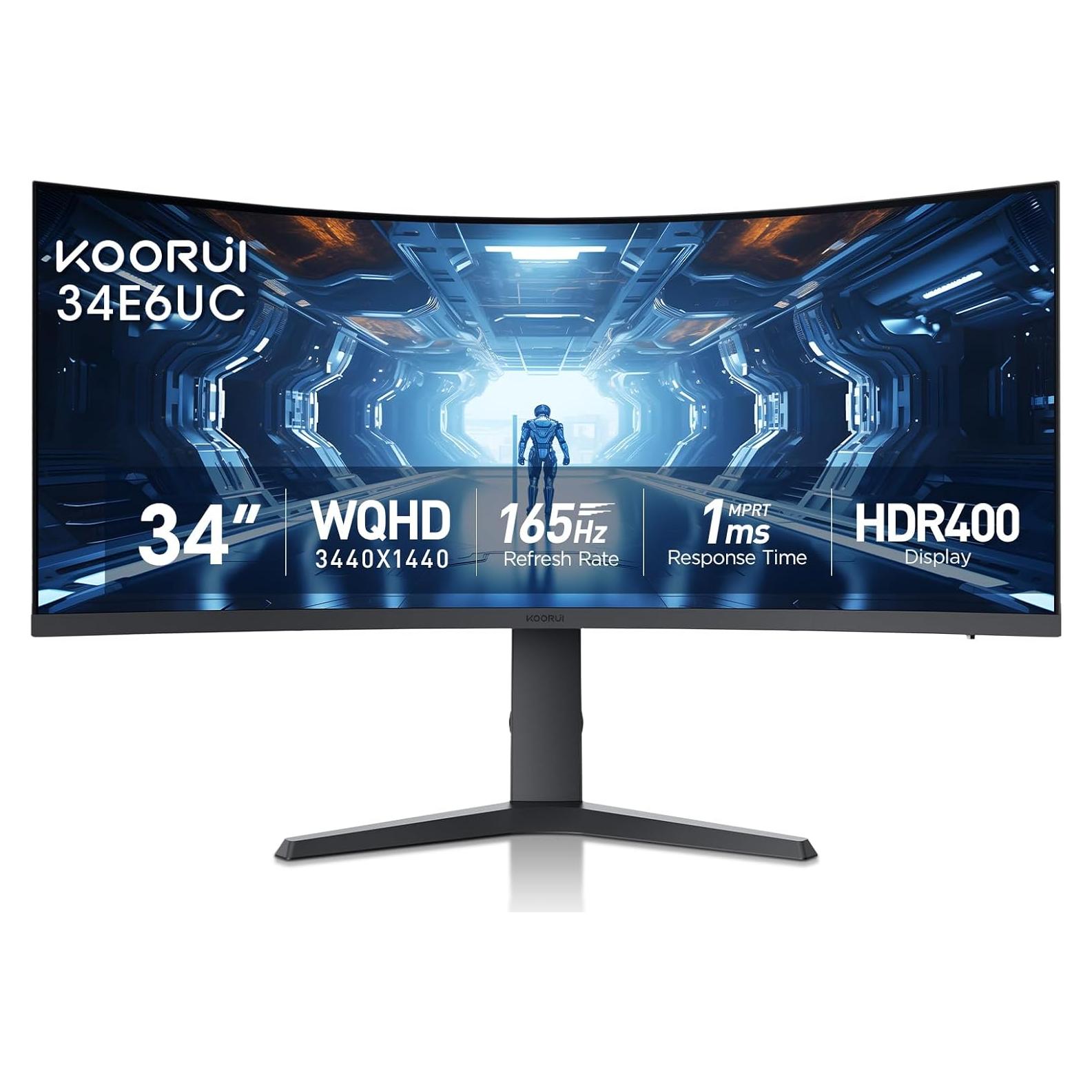 Monitor de Juego KOORUI 34" Ultrawide Curvado WQHD 165Hz