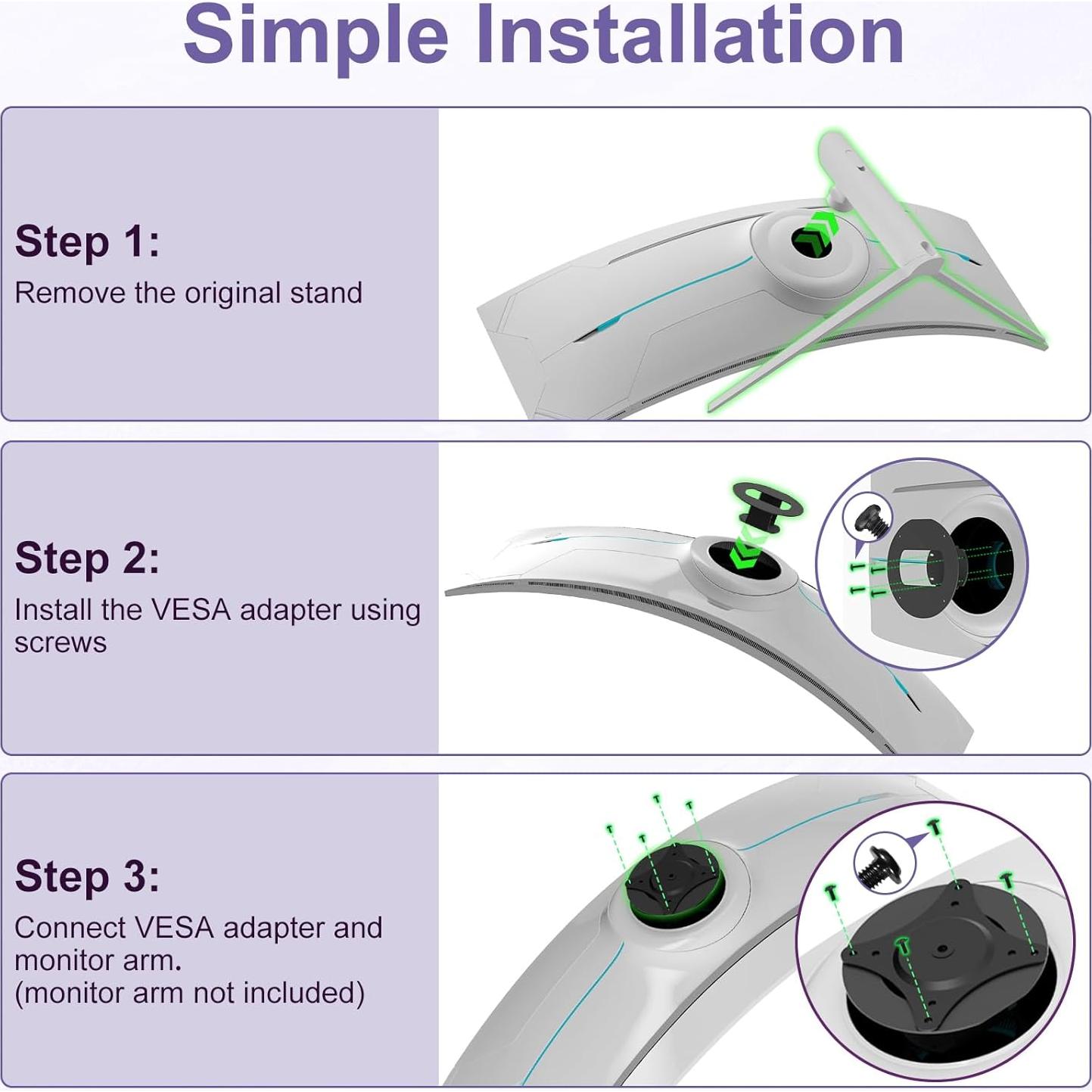 Adaptador VESA Bedycoon para Samsung 49" Odyssey G9 100x100