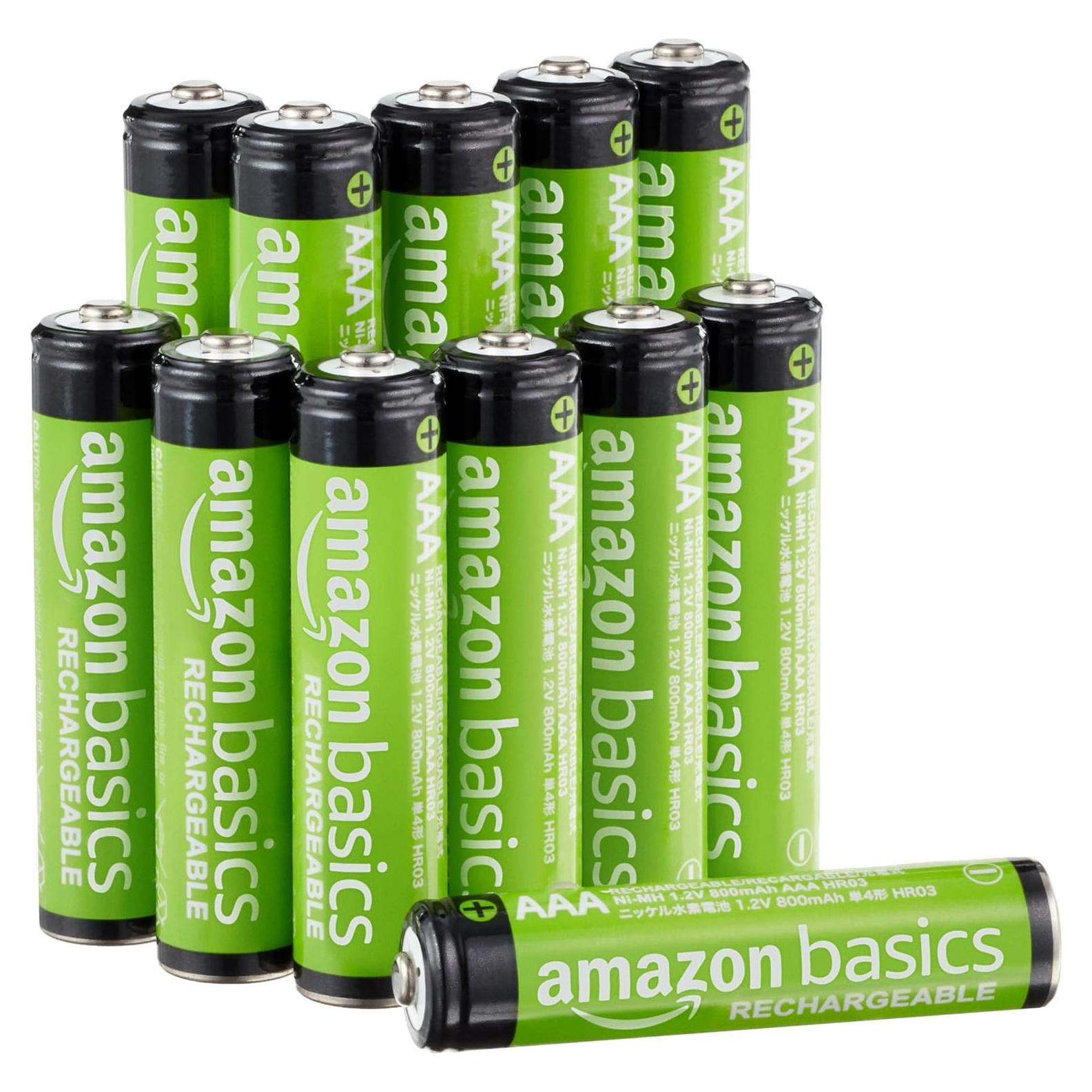 Baterías recargables AAA Amazon Basics 12 piezas 800 mAh
