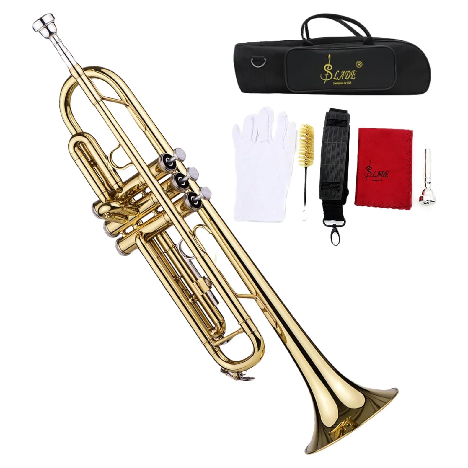 Trompeta Bb Latón NJE1593589103207TI con Boquilla y Guantes