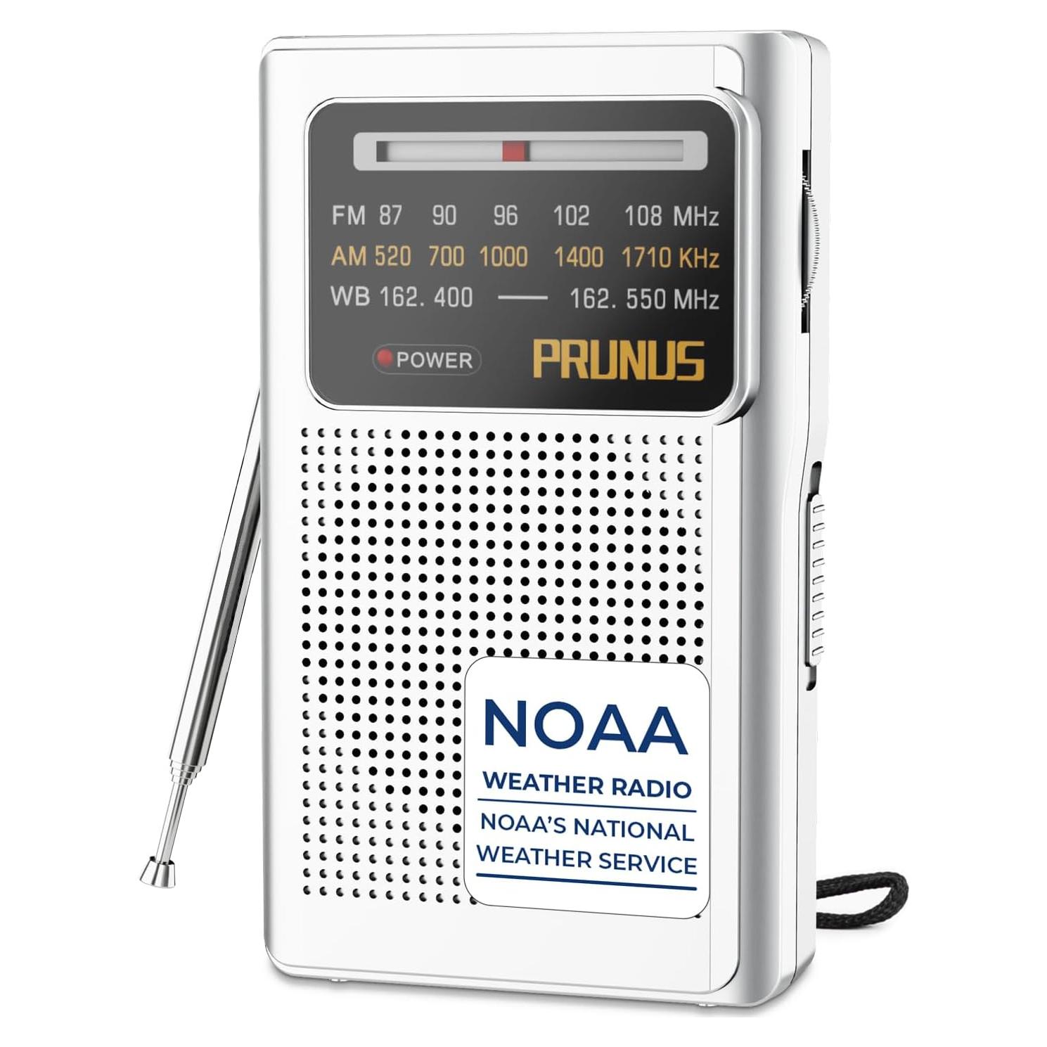 Radio Meteorológica Portátil PRUNUS J-161 AM/FM Batería