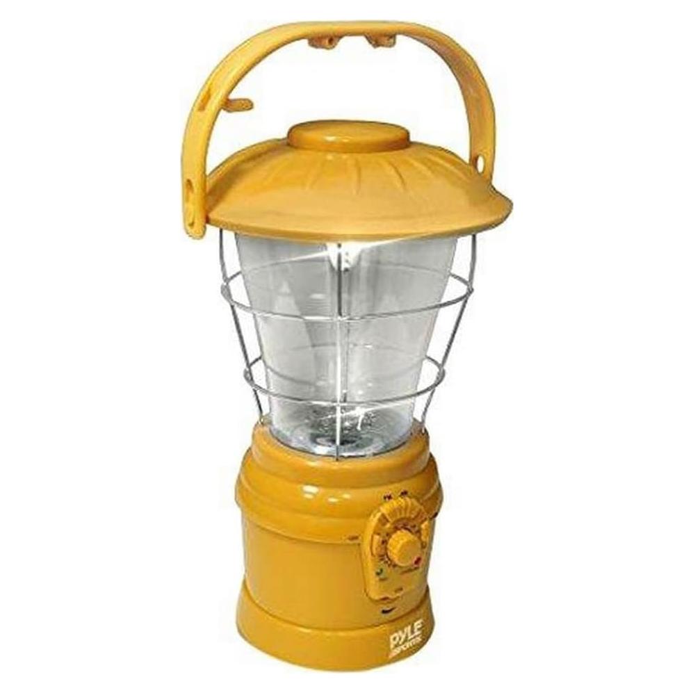Pyle PSDNL22YL Multi Function Hand Crank LED Lantern with AM/FM Radio and Bui